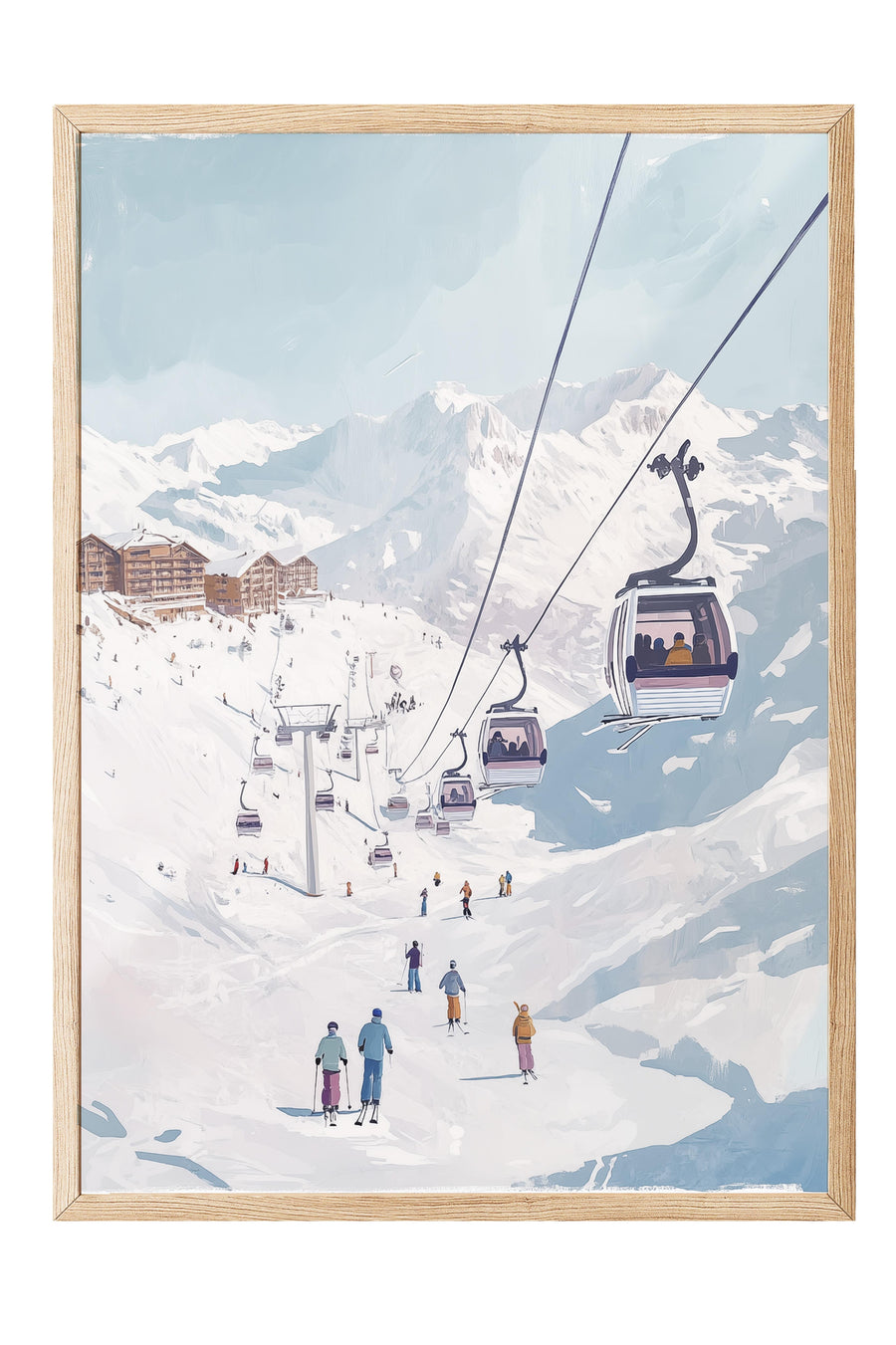 Kayak Teleferiği Manzarası Yılbaşı Poster – Ahşap Çerçeveli Tablo