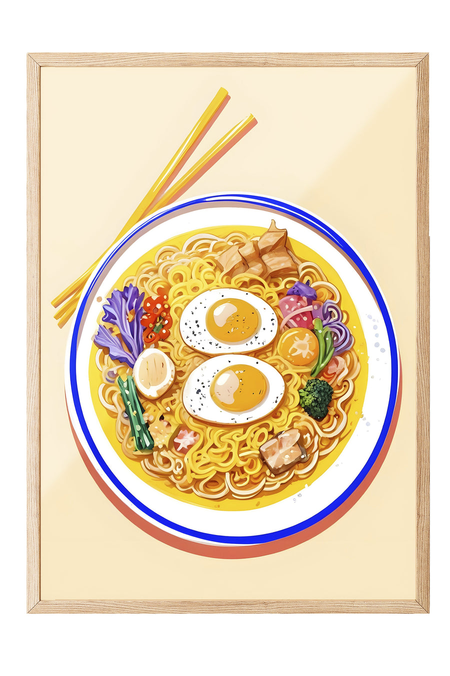 Ramen Sanatı Poster – Ahşap Çerçeveli Tablo