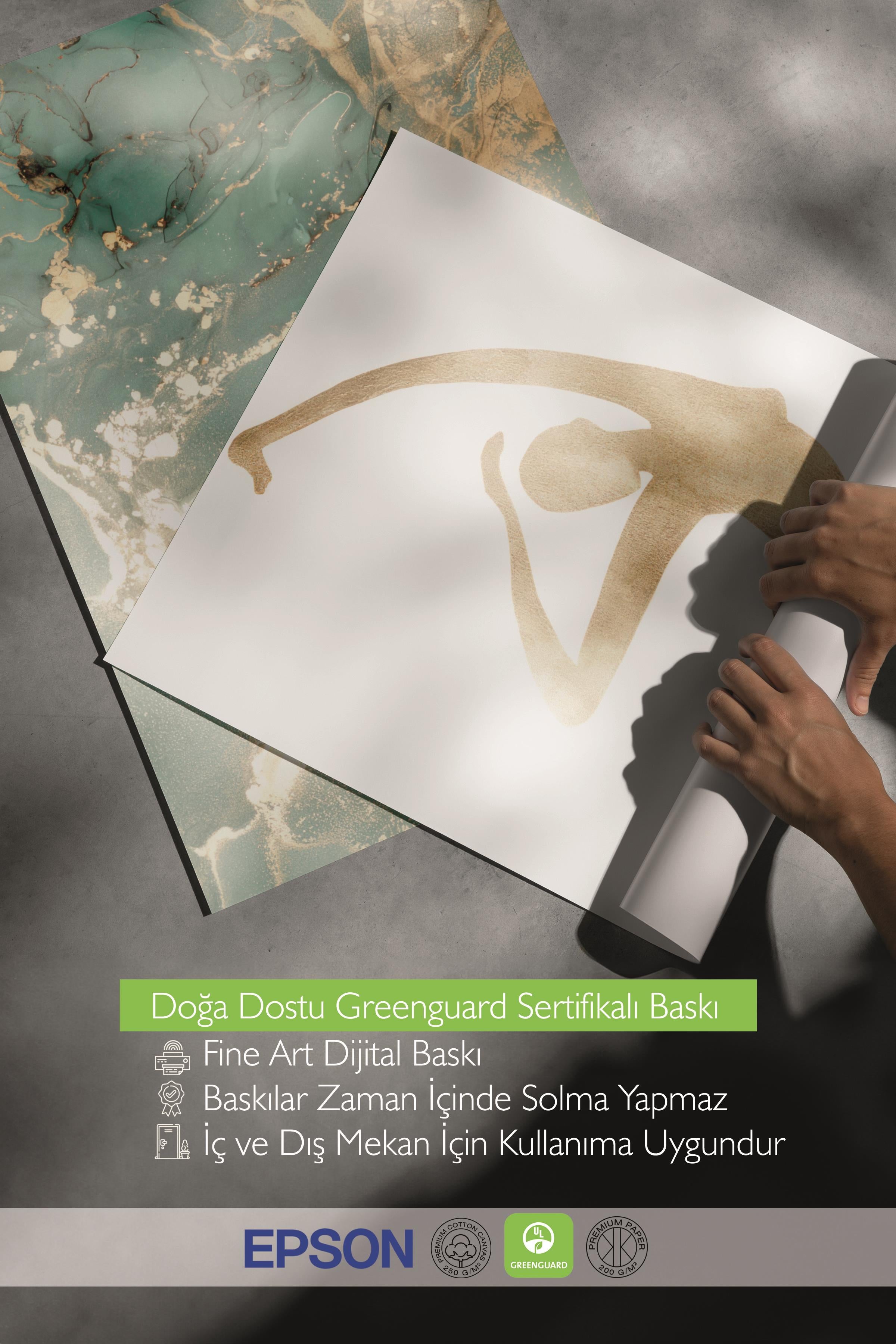 Ahşap Çerçeveli Tablo Seti, Altın ve Mavi Duvar Tablosu, 3 Adet Poster Seti, No:300737