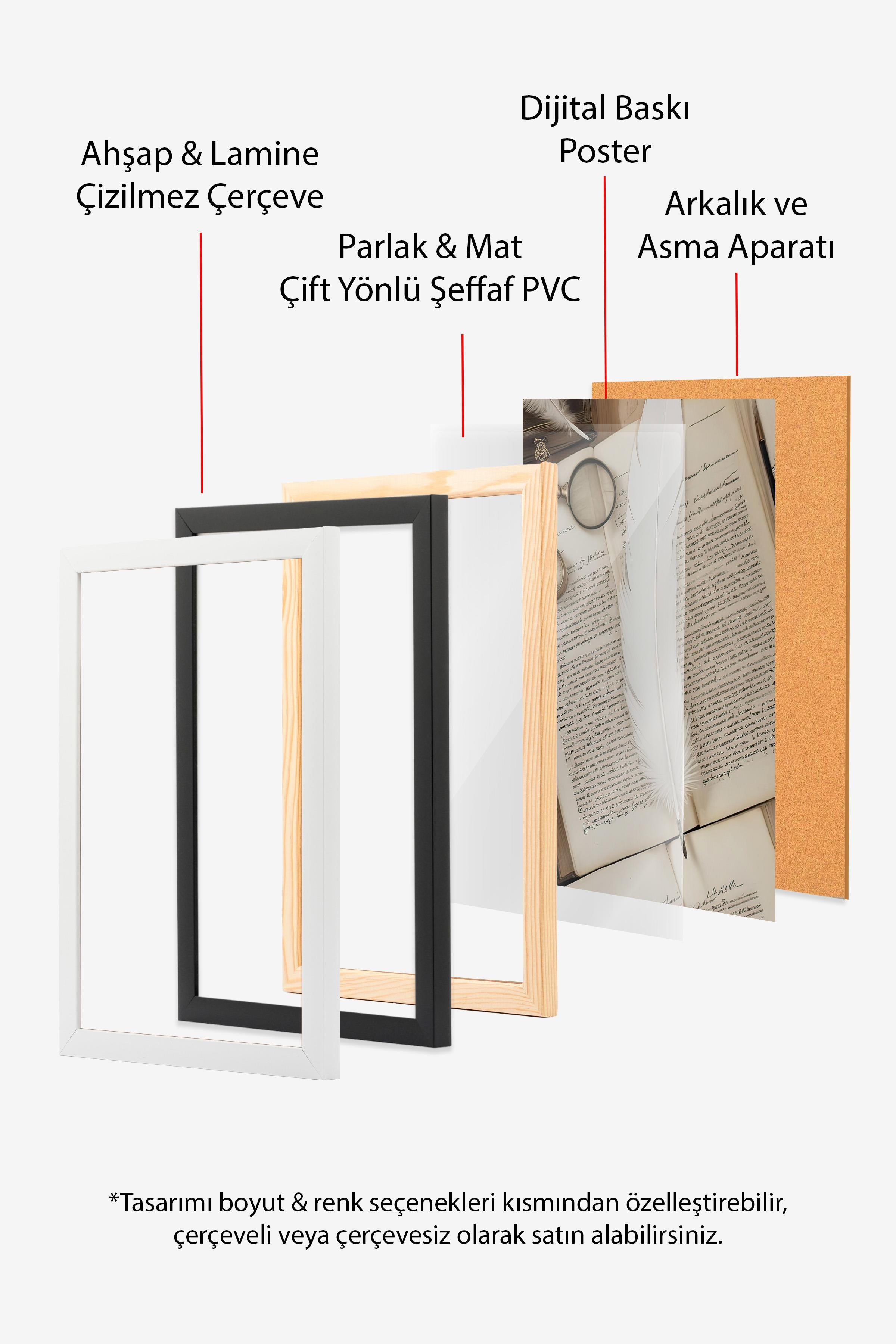 Ahşap Çerçeveli Tablo Seti, Büyü Okulu Sonbahar Duvar Tablosu, 3 Adet Poster Seti, No:300708