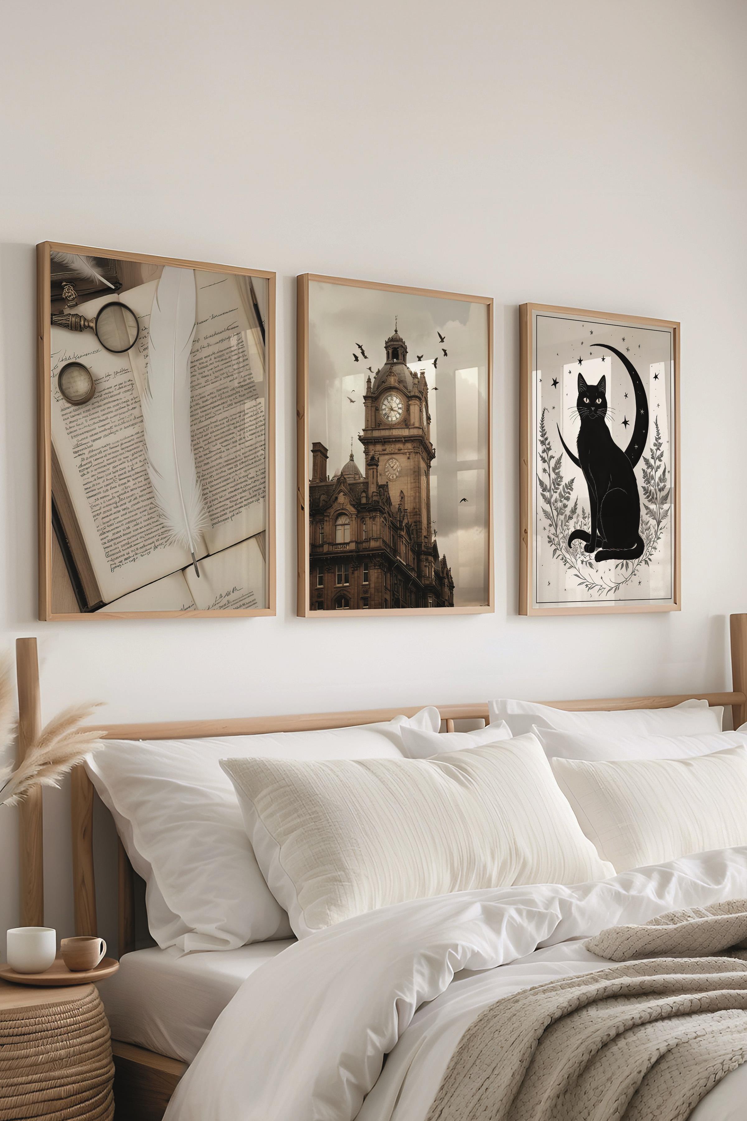 Ahşap Çerçeveli Tablo Seti, Büyü Okulu Sonbahar Duvar Tablosu, 3 Adet Poster Seti, No:300708