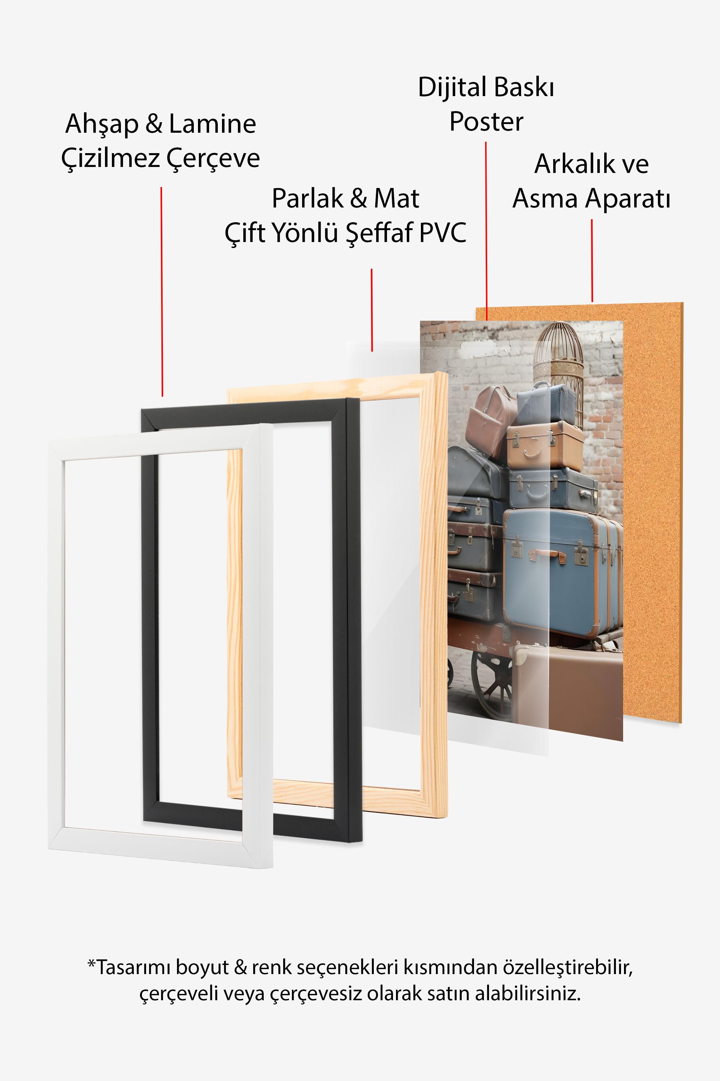 Ahşap Çerçeveli Tablo Seti, Büyücü Okulu II Duvar Tablosu, 3 Adet Poster Seti, No:300686