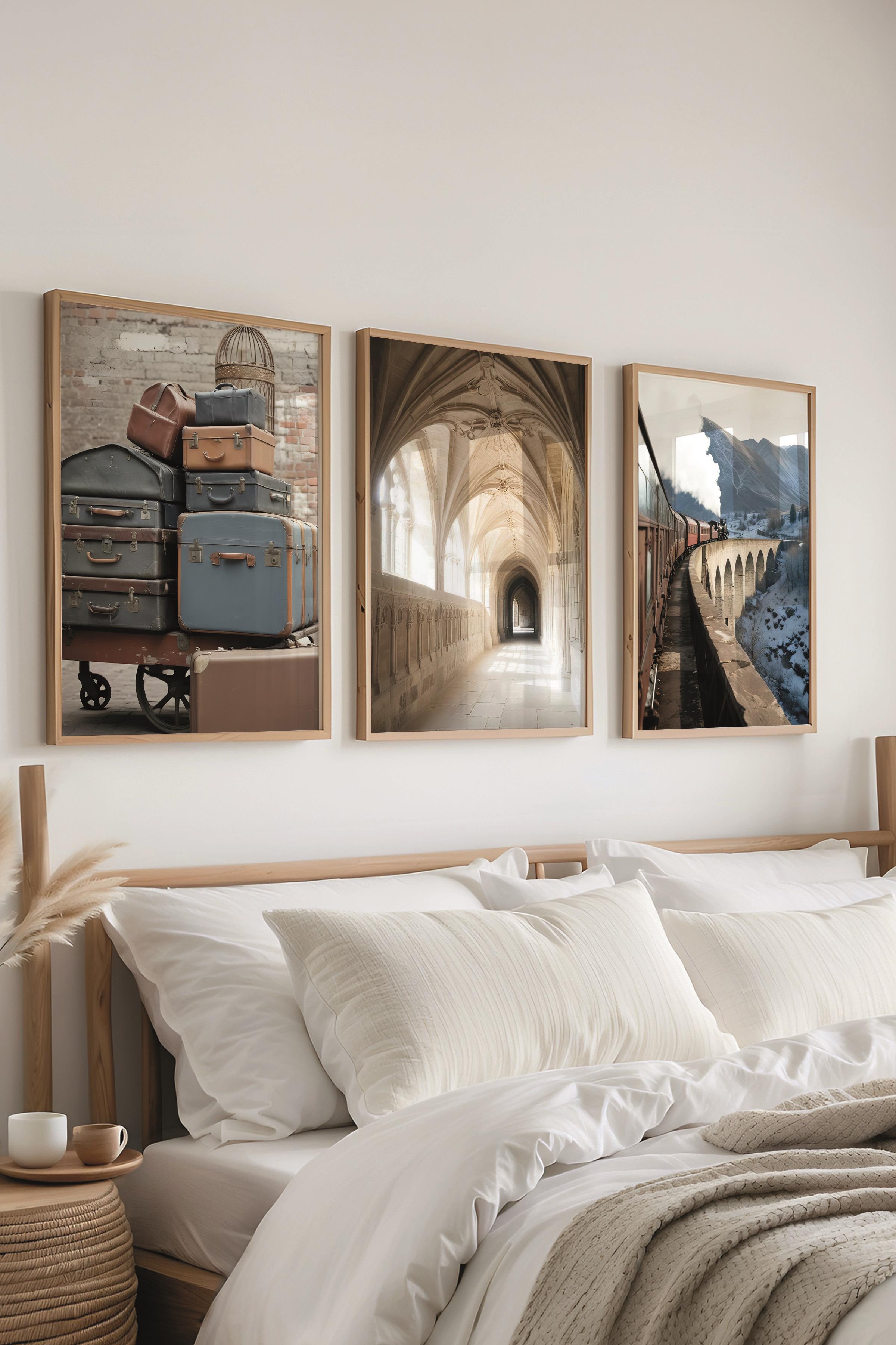 Ahşap Çerçeveli Tablo Seti, Büyücü Okulu II Duvar Tablosu, 3 Adet Poster Seti, No:300686