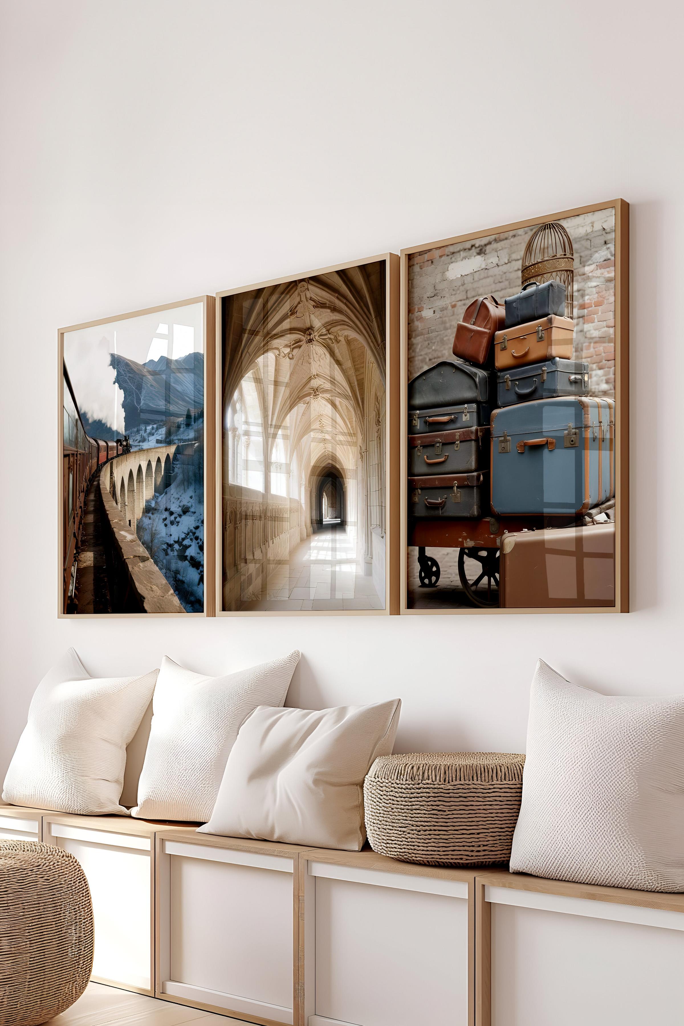 Ahşap Çerçeveli Tablo Seti, Büyücü Okulu II Duvar Tablosu, 3 Adet Poster Seti, No:300686