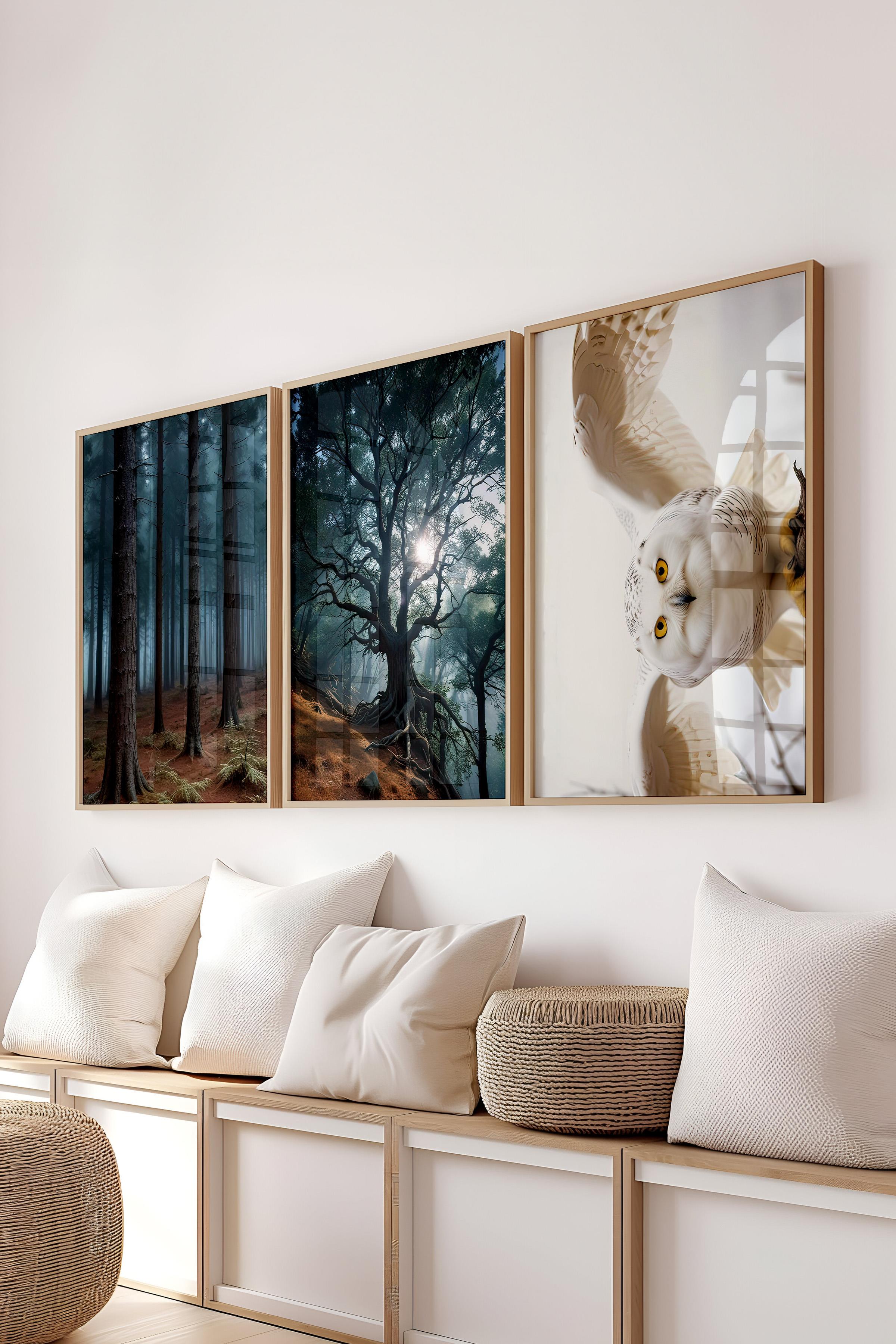 Ahşap Çerçeveli Tablo Seti, Büyücü Okulu III Duvar Tablosu, 3 Adet Poster Seti, No:300687