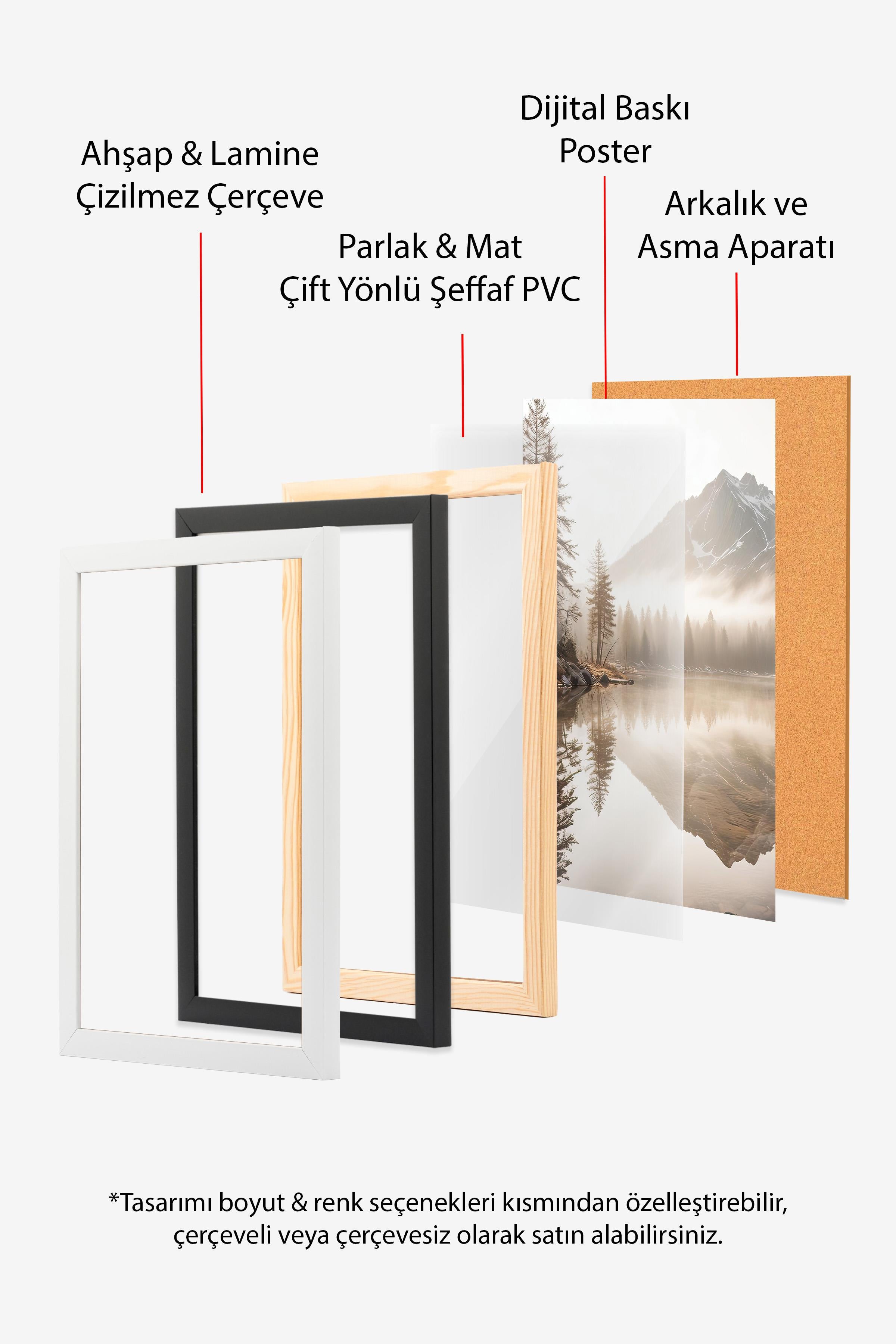 Ahşap Çerçeveli Tablo Seti, Büyücü Okulu VI Duvar Tablosu, 3 Adet Poster Seti, No:300689