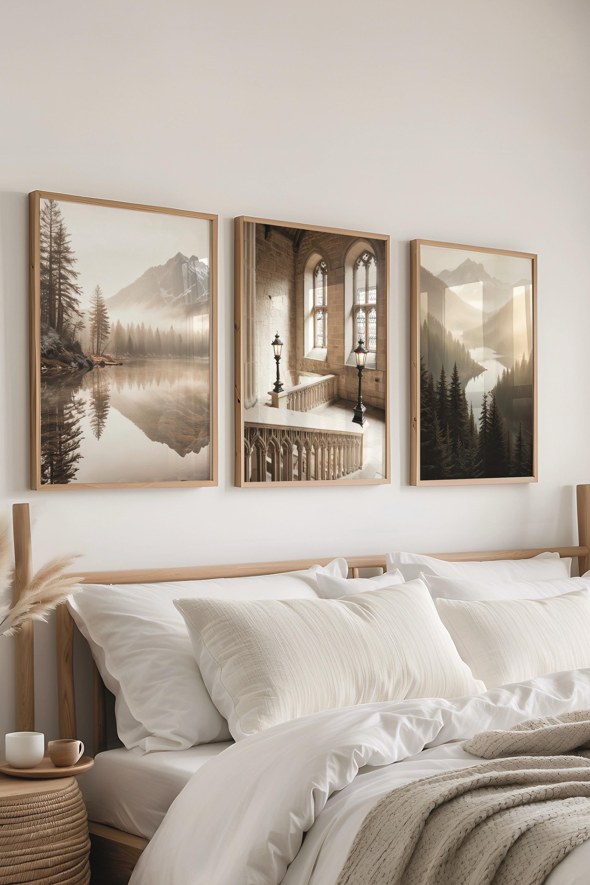 Ahşap Çerçeveli Tablo Seti, Büyücü Okulu VI Duvar Tablosu, 3 Adet Poster Seti, No:300689