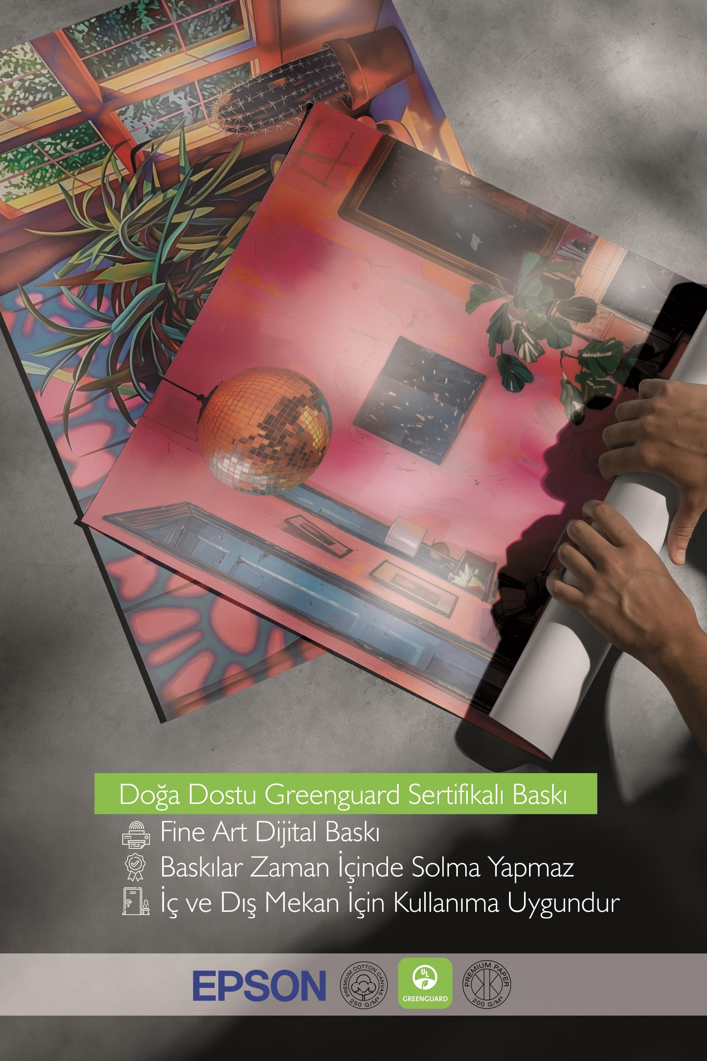 Ahşap Çerçeveli Tablo Seti, Disko Topu Maximalist Duvar Tablosu, 3 Adet Poster Seti, No:300794