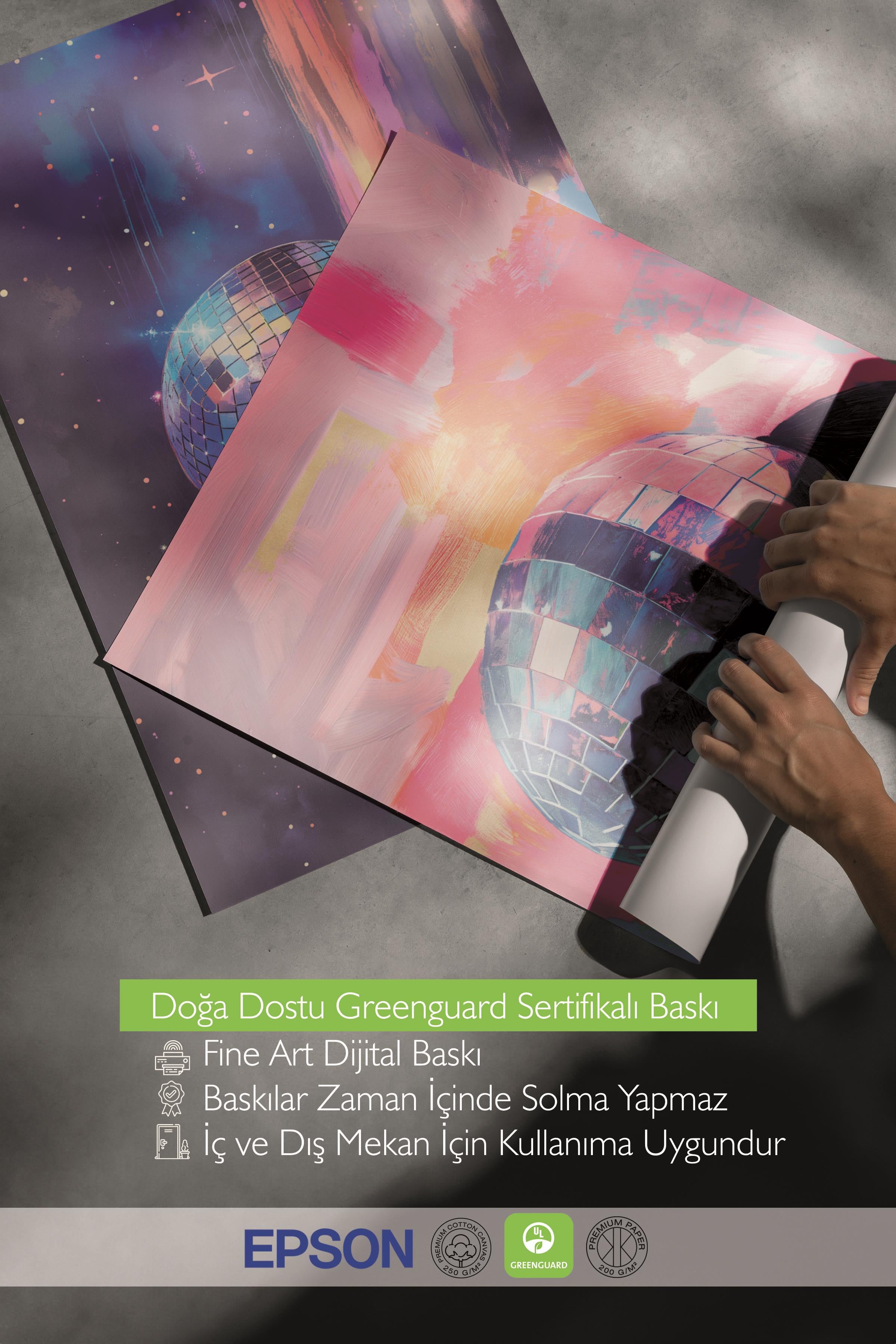 Ahşap Çerçeveli Tablo Seti, Disko Topu Maximalist Duvar Tablosu, 3 Adet Poster Seti, No:300796