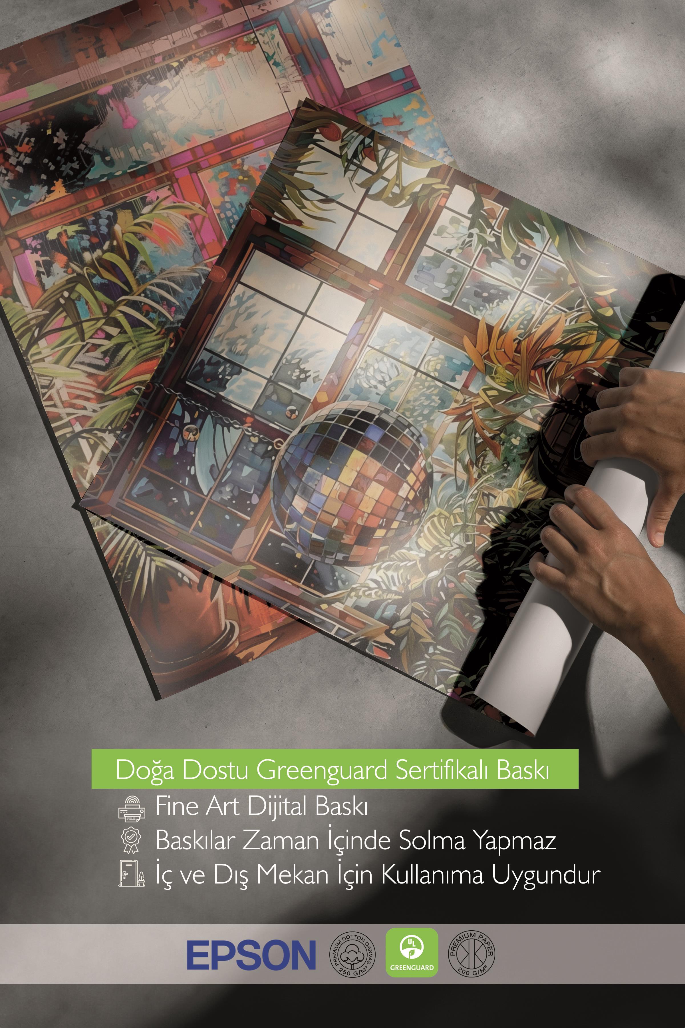 Ahşap Çerçeveli Tablo Seti, Disko Topu Maximalist Duvar Tablosu, 3 Adet Poster Seti, No:300797