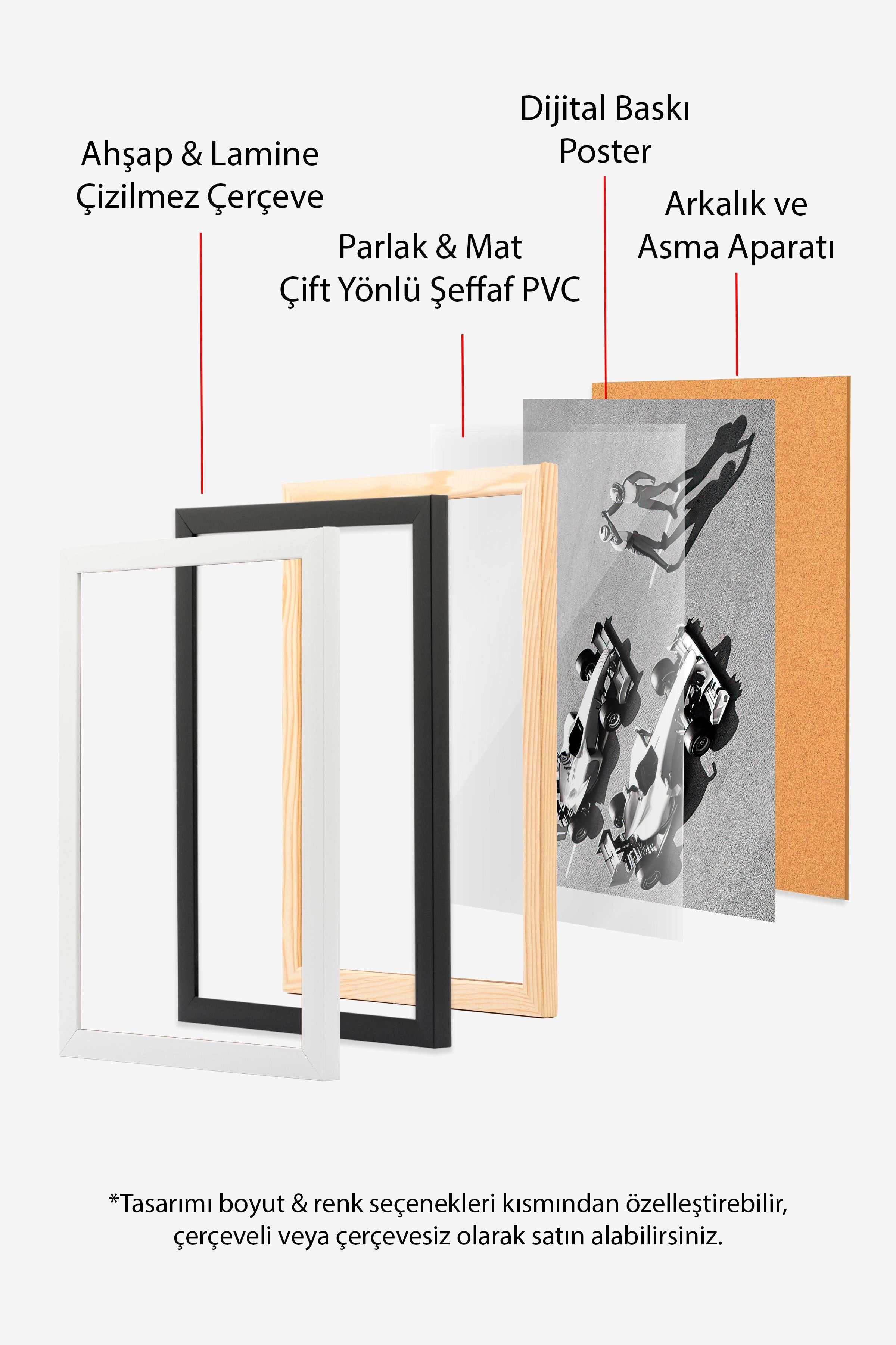 Ahşap Çerçeveli Tablo Seti, Duvar Tablosu, 3 Adet Poster Seti, No:300732