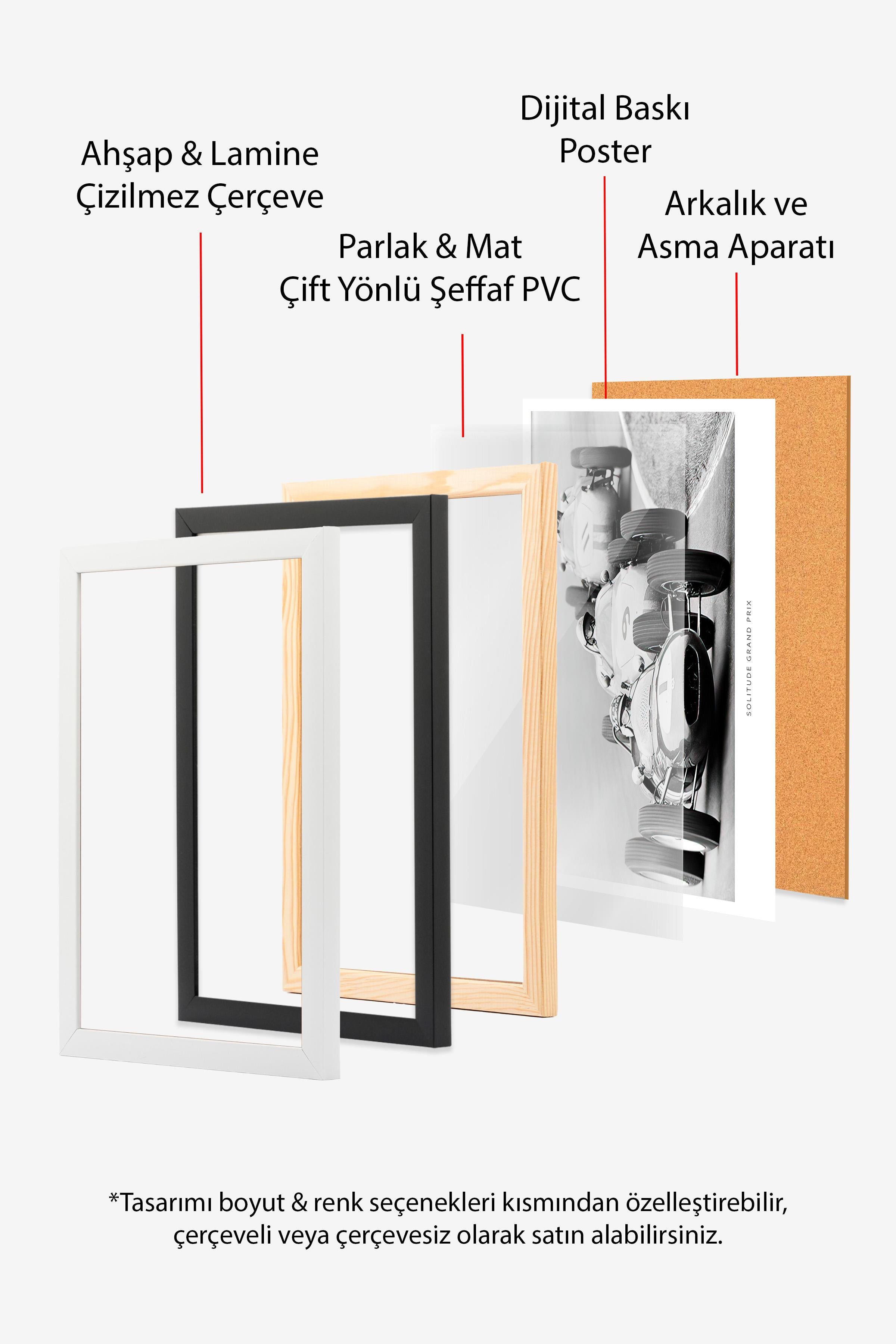 Ahşap Çerçeveli Tablo Seti, F1 Yarış Duvar Tablosu, 3 Adet Poster Seti, No:300719