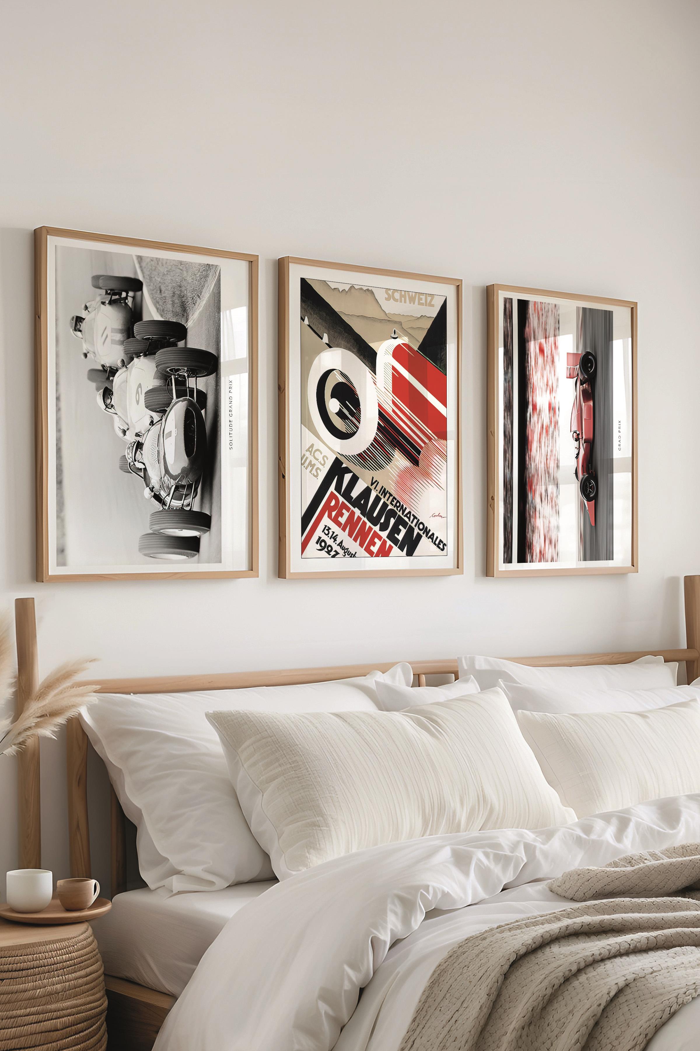 Ahşap Çerçeveli Tablo Seti, F1 Yarış Duvar Tablosu, 3 Adet Poster Seti, No:300719