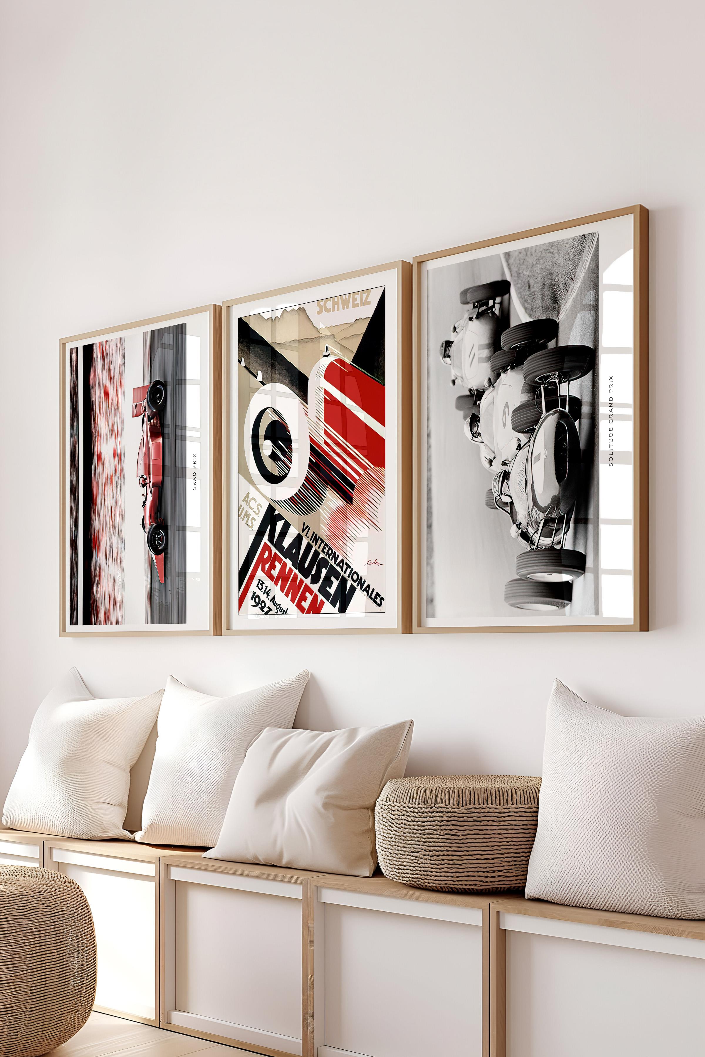 Ahşap Çerçeveli Tablo Seti, F1 Yarış Duvar Tablosu, 3 Adet Poster Seti, No:300719