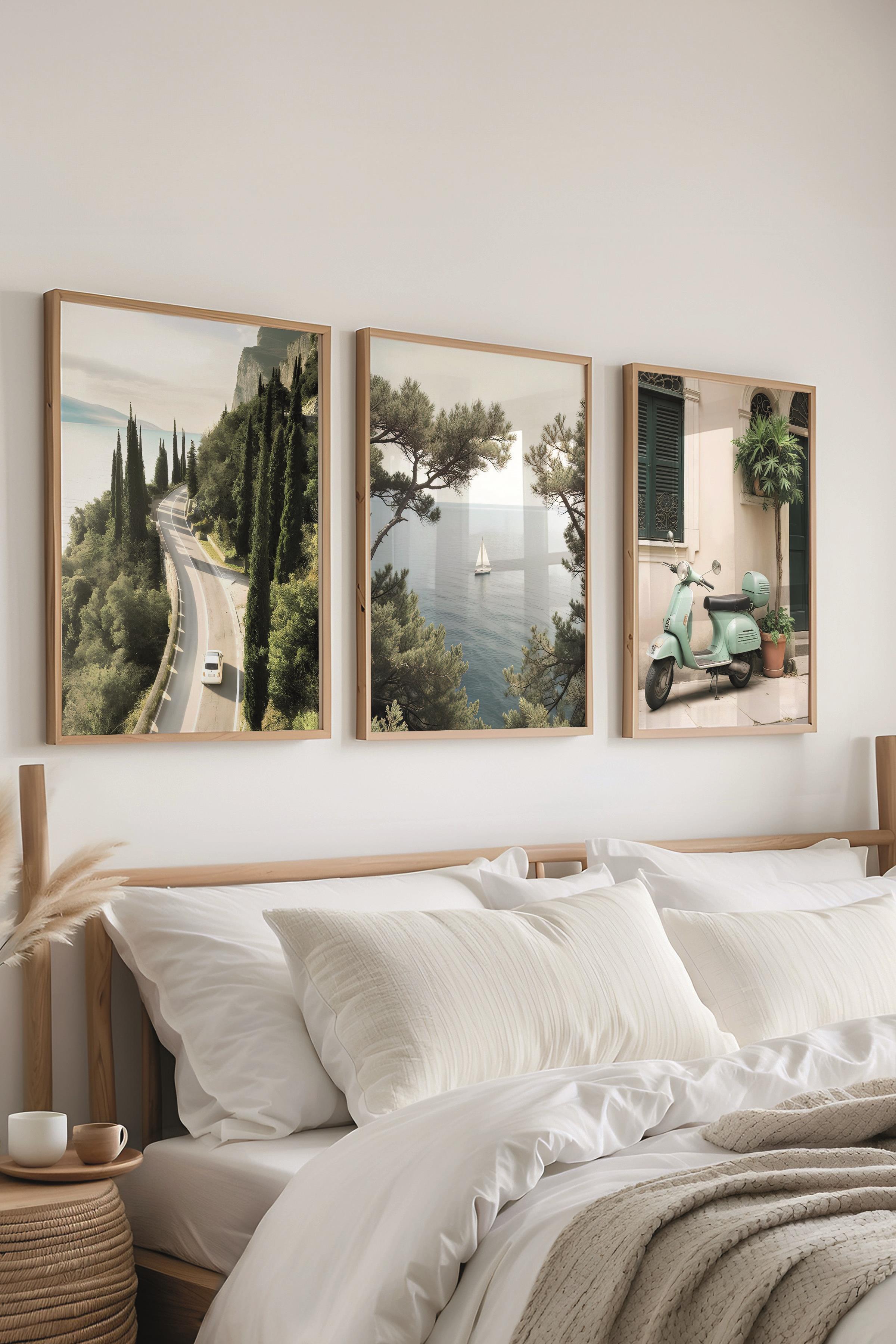 Ahşap Çerçeveli Tablo Seti, İtalya Gezi Duvar Tablosu, 3 Adet Poster Seti, No:300696