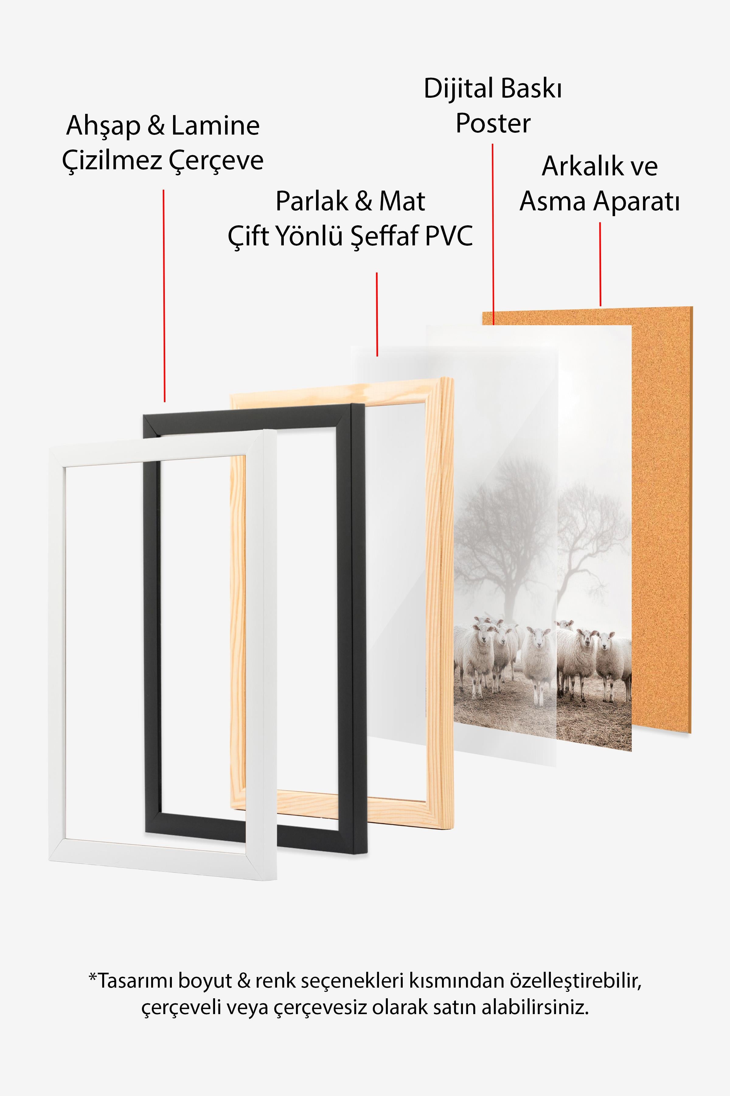 Ahşap Çerçeveli Tablo Seti, Kahverengi Fotoğraflar Duvar Tablosu, 3 Adet Poster Seti, No:300758