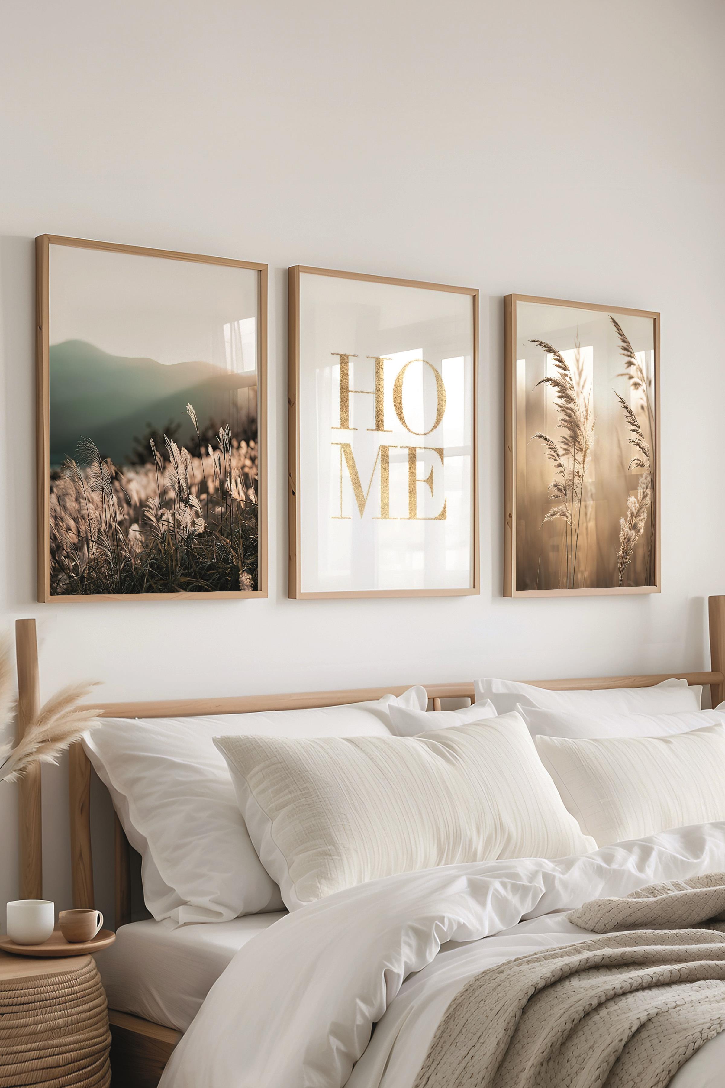 Ahşap Çerçeveli Tablo Seti, Karışık Fotoğraflar Duvar Tablosu, 3 Adet Poster Seti, No:300728