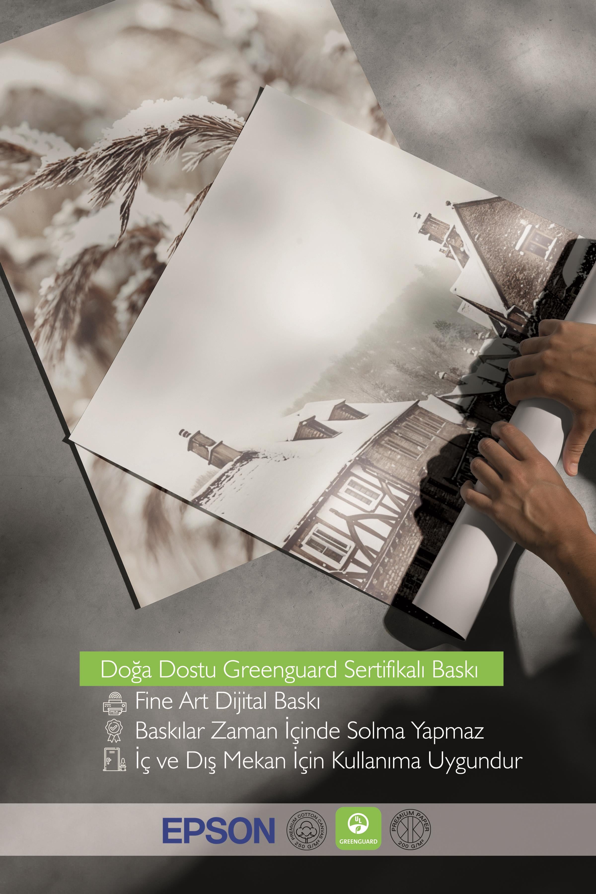 Ahşap Çerçeveli Tablo Seti, Kış Fotoğrafları Duvar Tablosu, 3 Adet Poster Seti, No:300729