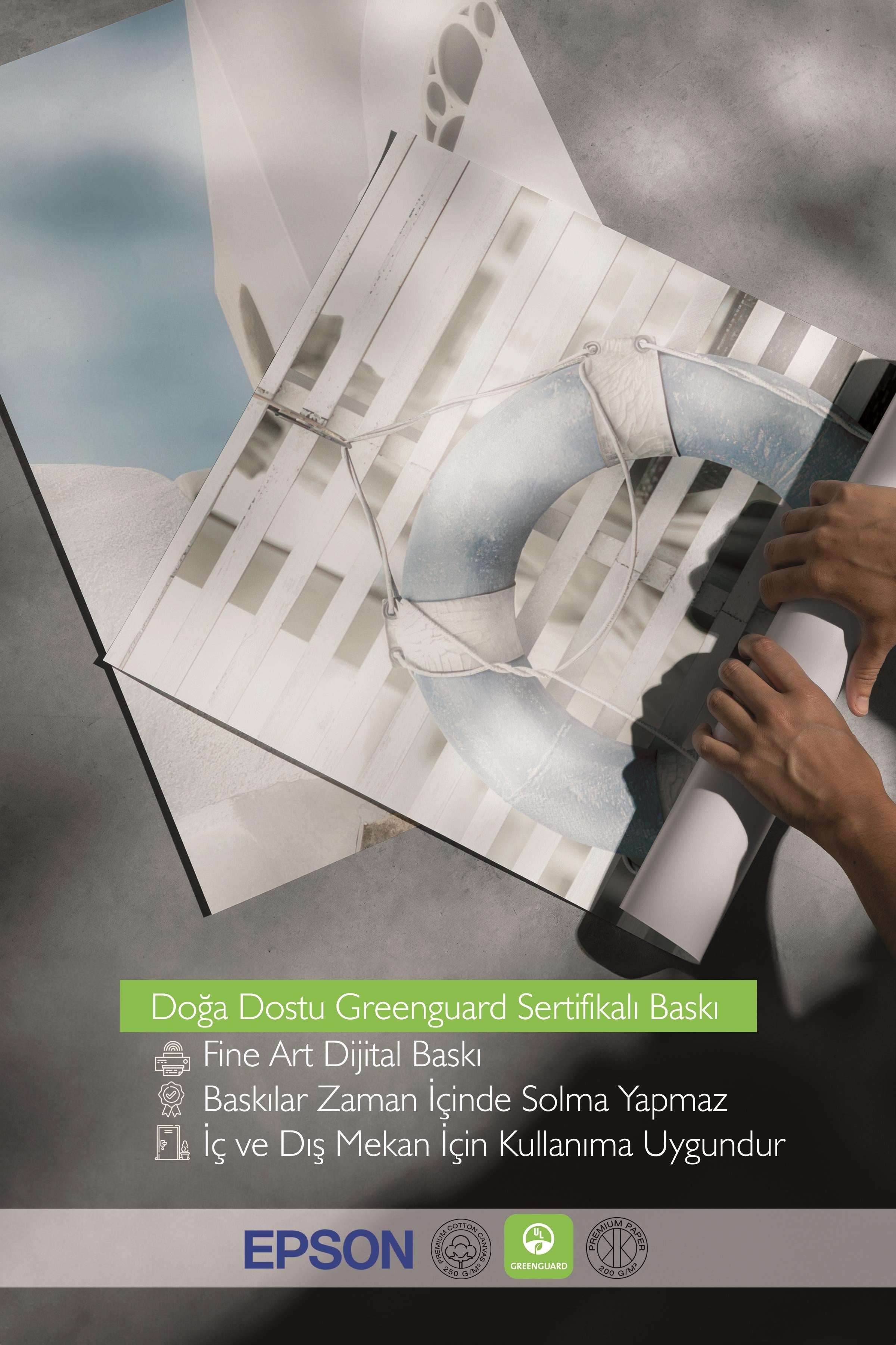 Ahşap Çerçeveli Tablo Seti, Mavi Manzara Duvar Tablosu, 3 Adet Poster Seti, No:300744