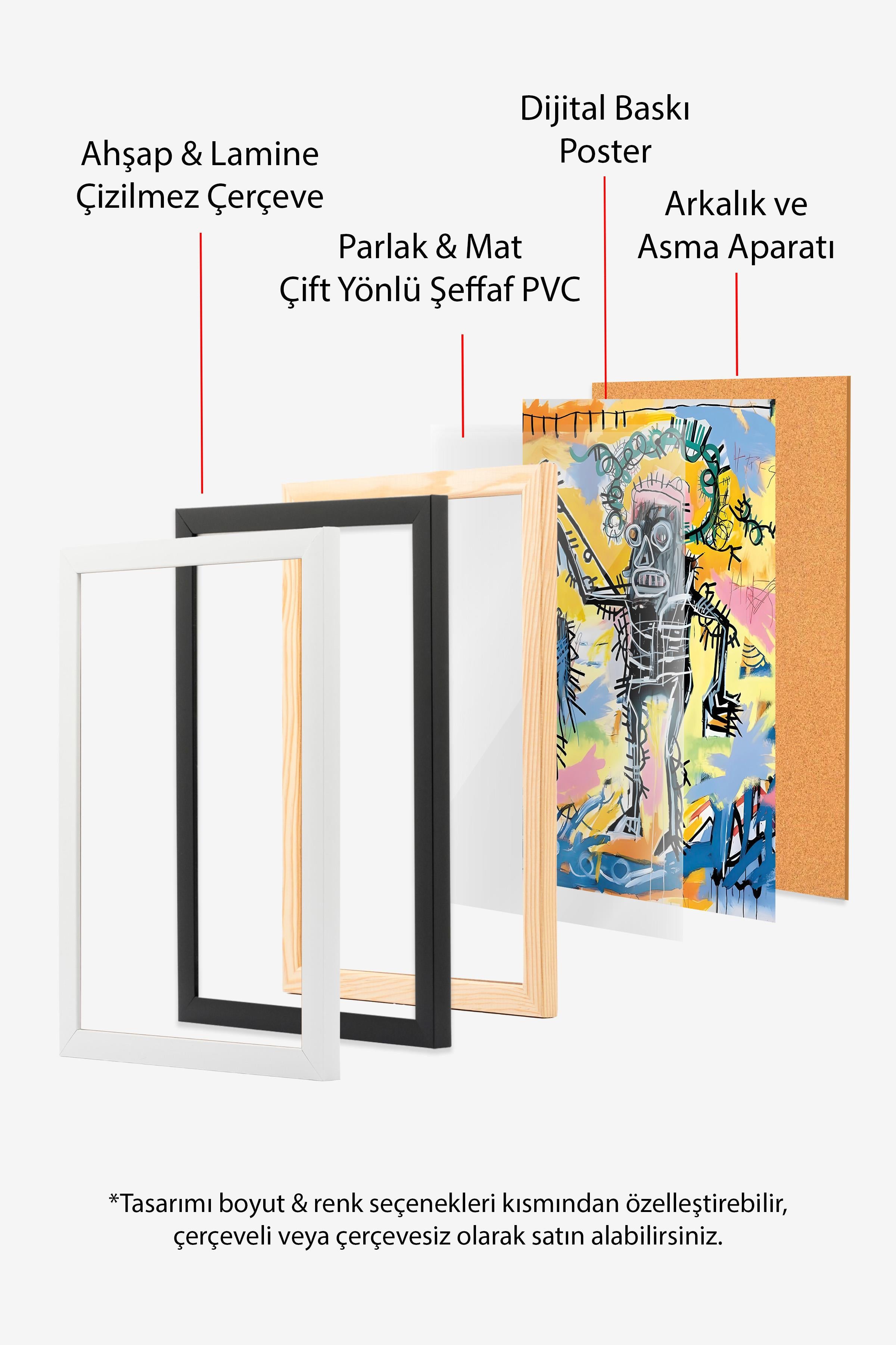 Ahşap Çerçeveli Tablo Seti, Maximalist Duvar Tablosu, 3 Adet Poster Seti, No:300784