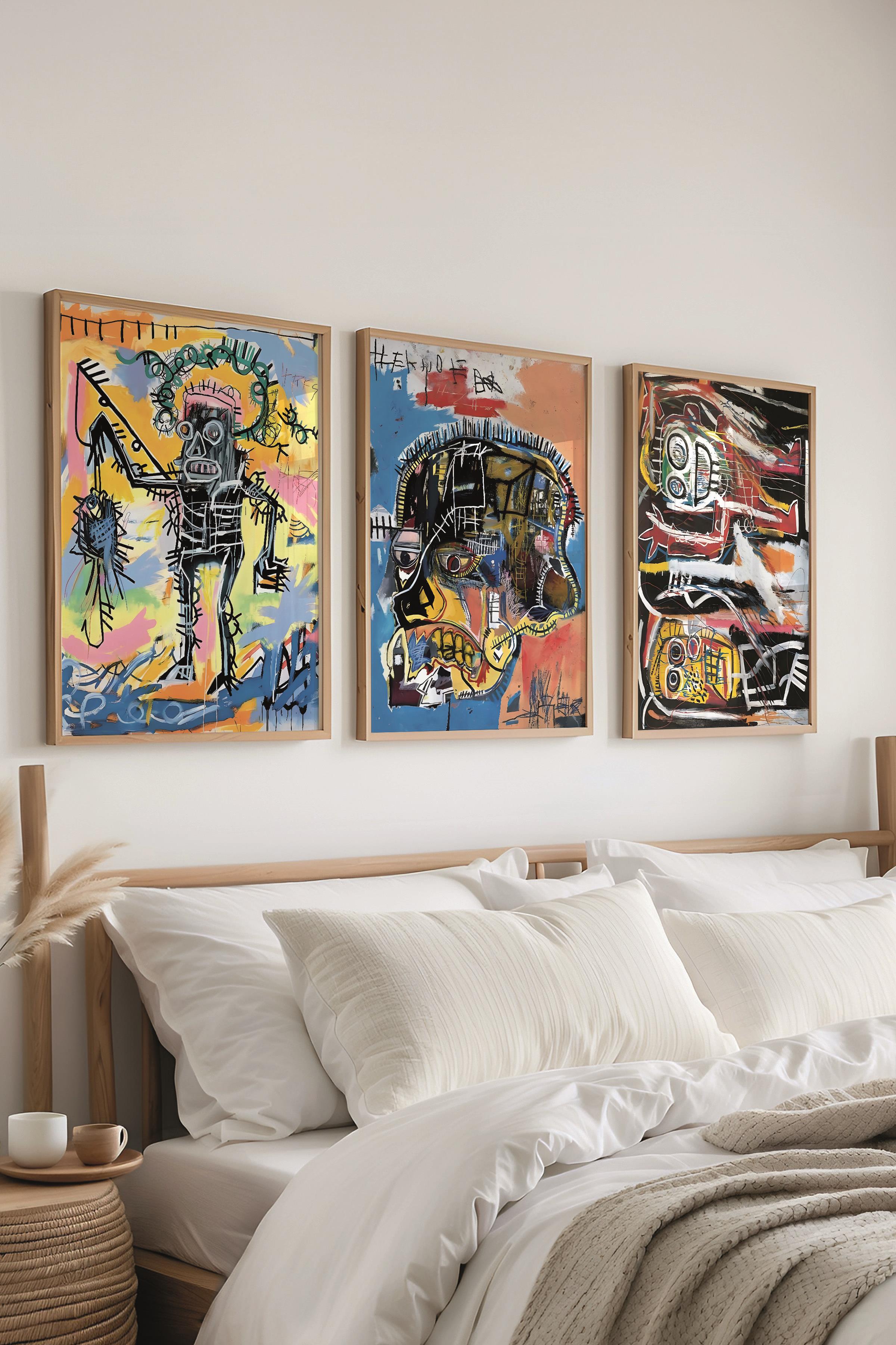 Ahşap Çerçeveli Tablo Seti, Maximalist Duvar Tablosu, 3 Adet Poster Seti, No:300784