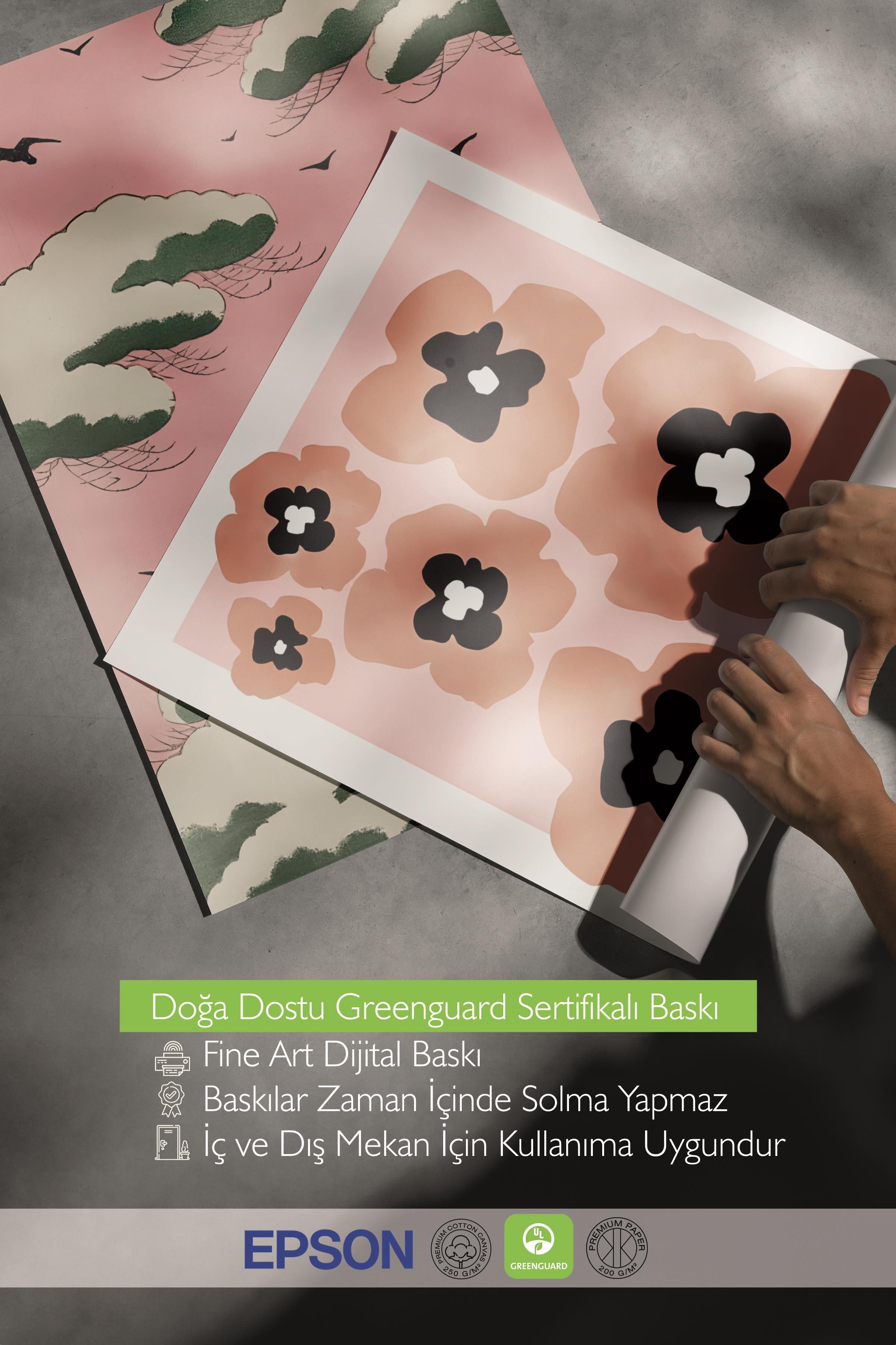 Ahşap Çerçeveli Tablo Seti, Pembe Karma Duvar Tablosu, 3 Adet Poster Seti, No:300781