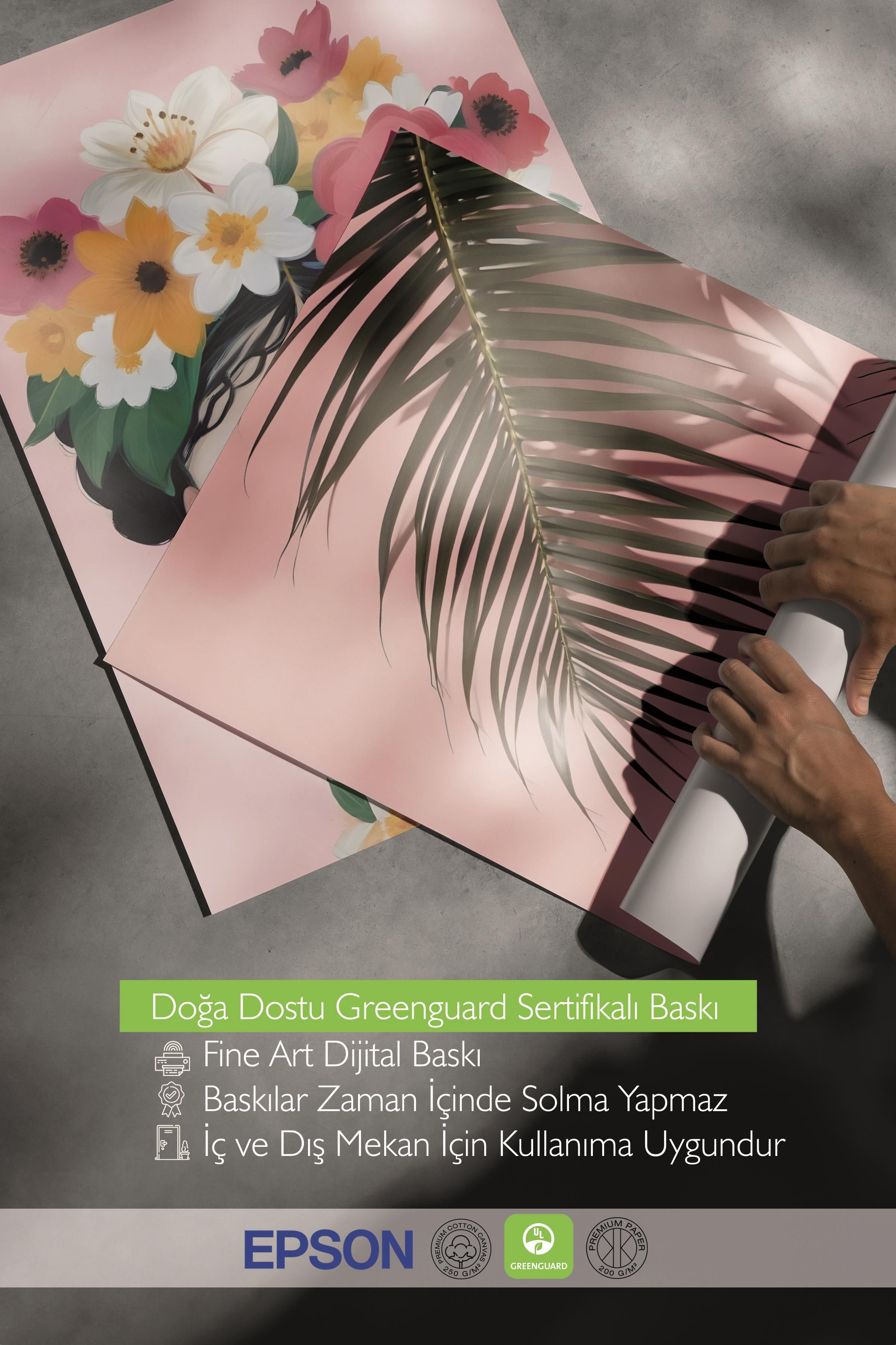 Ahşap Çerçeveli Tablo Seti, Pembe Maximalist Duvar Tablosu, 3 Adet Poster Seti, No:300782