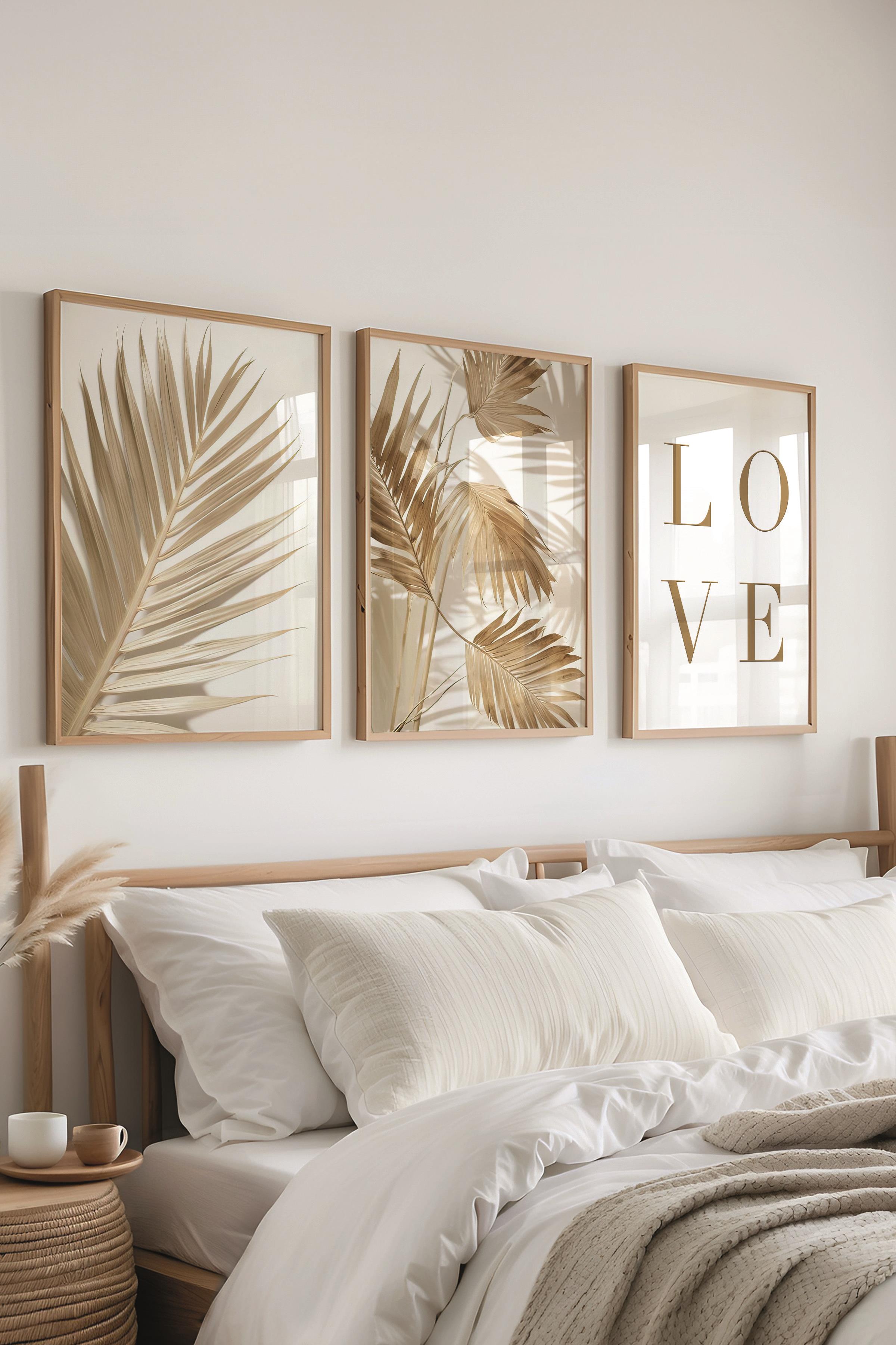 Ahşap Çerçeveli Tablo Seti, Soft Kahverengi Duvar Tablosu, 3 Adet Poster Seti, No:300716