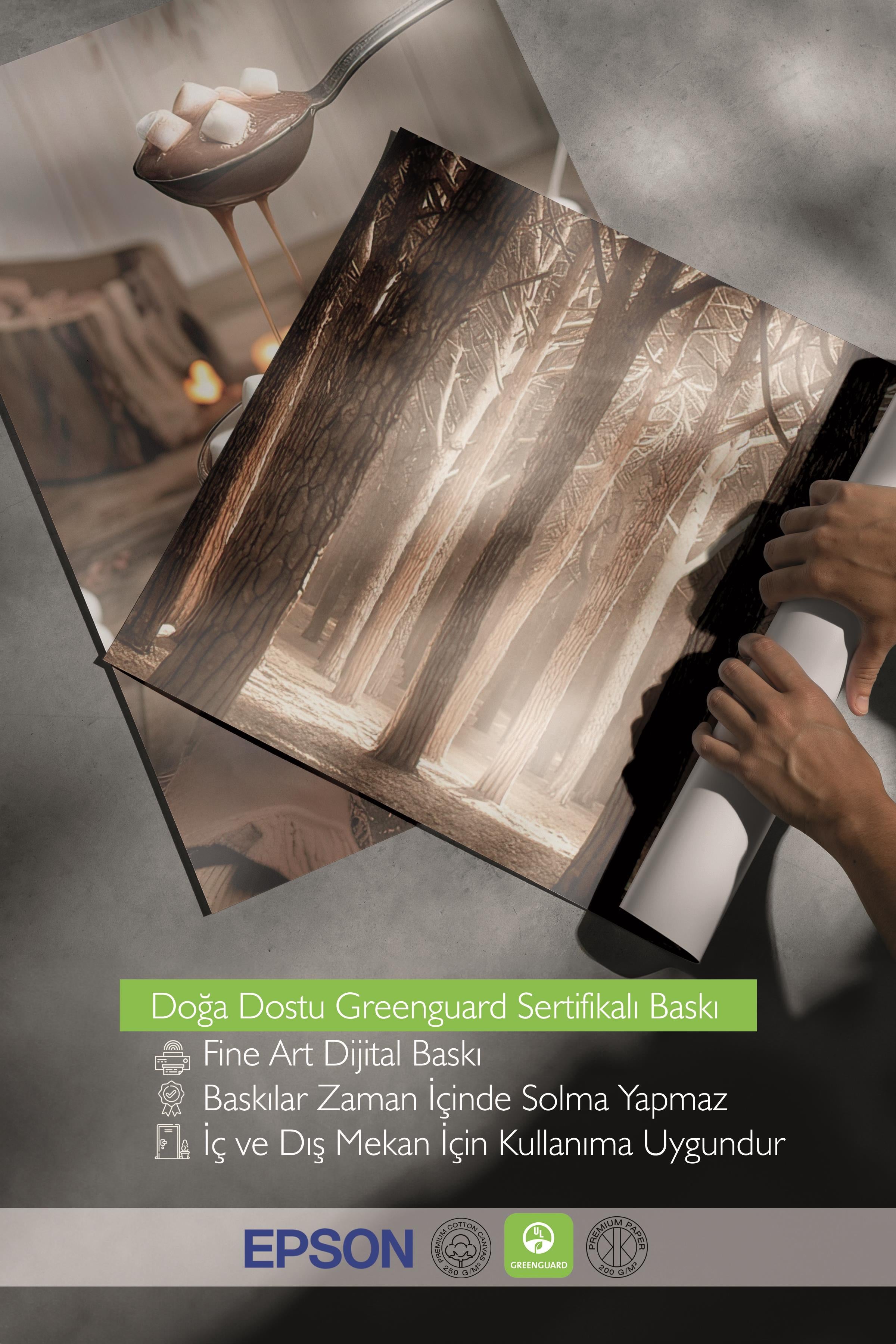 Ahşap Çerçeveli Tablo Seti, Sonbahar Fotoğrafları Duvar Tablosu, 3 Adet Poster Seti, No:300707