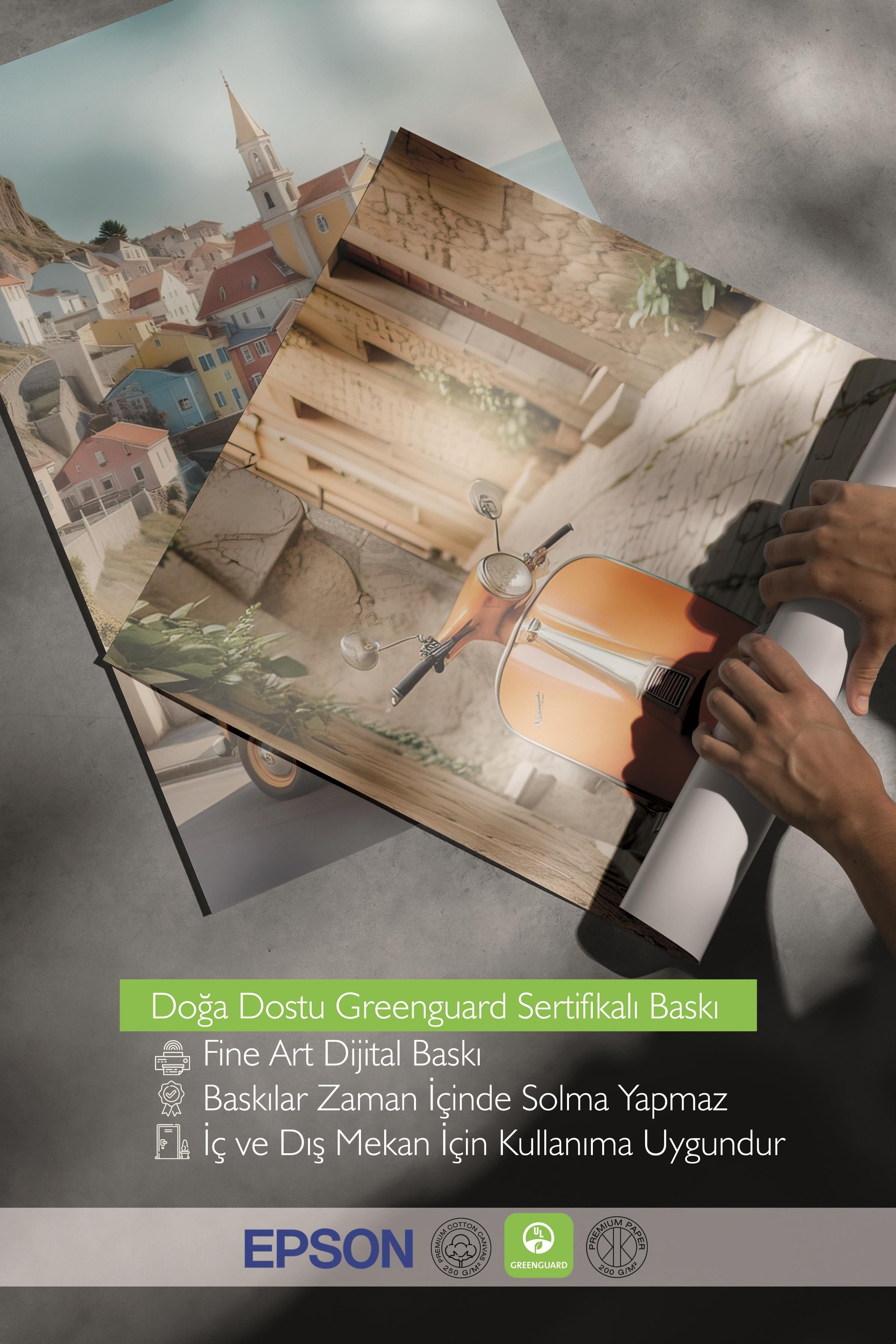 Ahşap Çerçeveli Tablo Seti, Vespa ve Gezi Duvar Tablosu, 3 Adet Poster Seti, No:300701