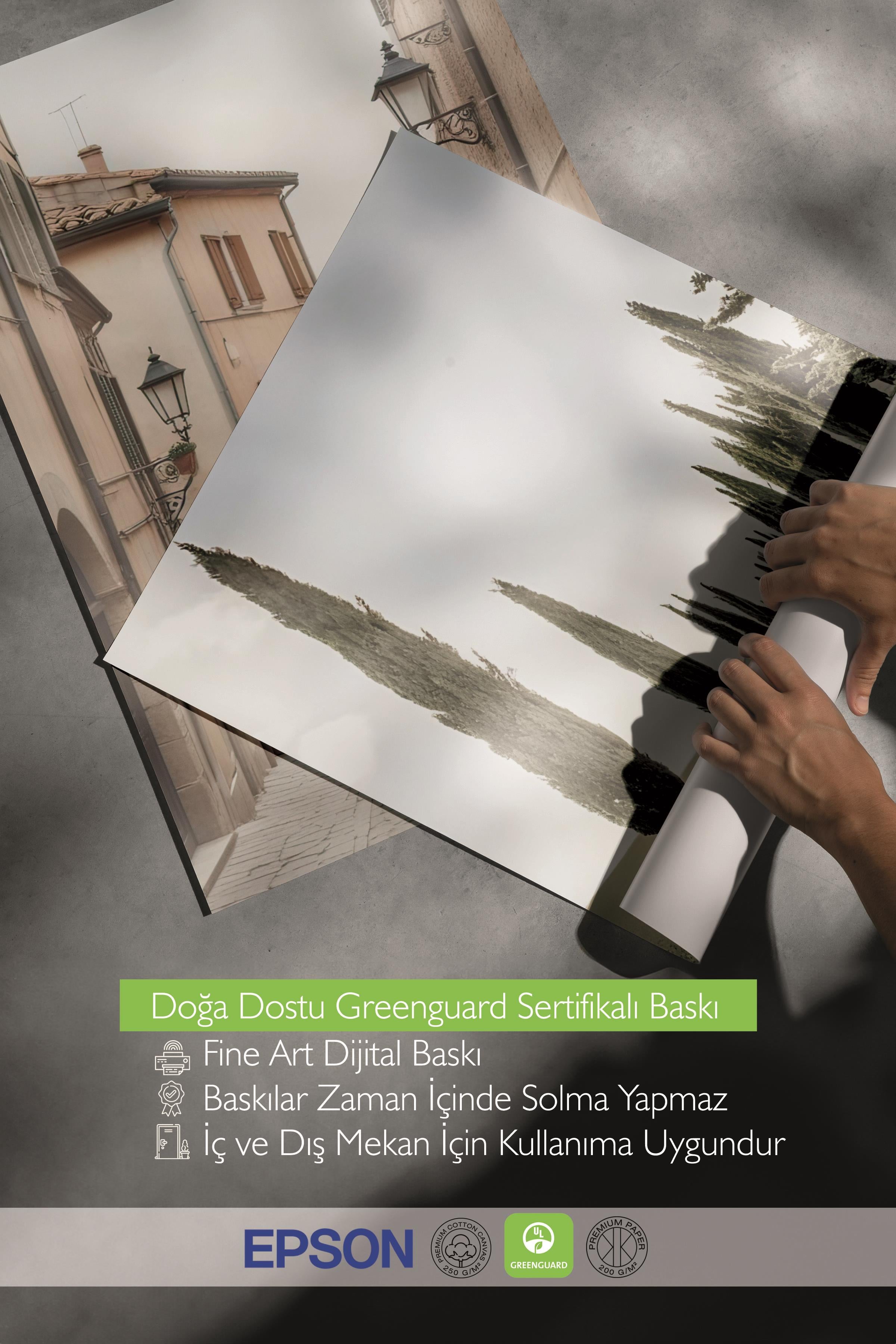 Ahşap Çerçeveli Tablo Seti, Yeşil Seyahat Duvar Tablosu, 3 Adet Poster Seti, No:300697