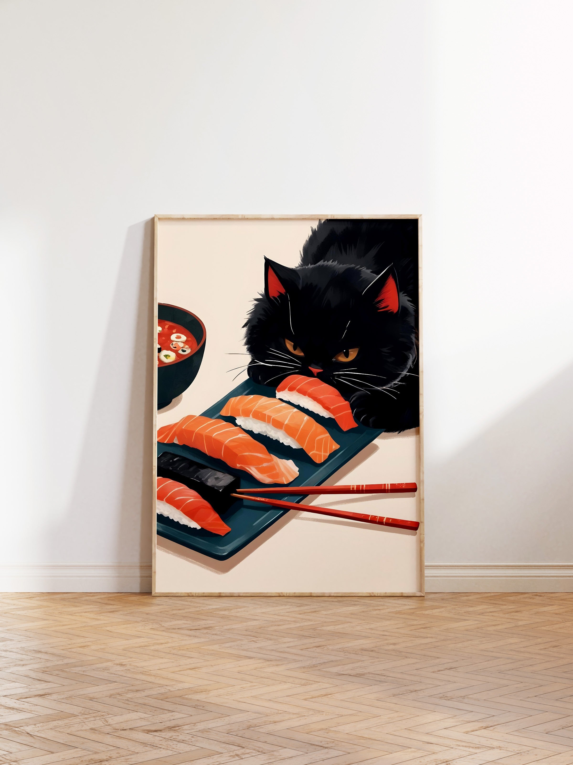 Ahşap Çerçeveli Tablo, Sushi Warrior, Comfort Serisi Mutfak Ahşap Tablo, NO:109162