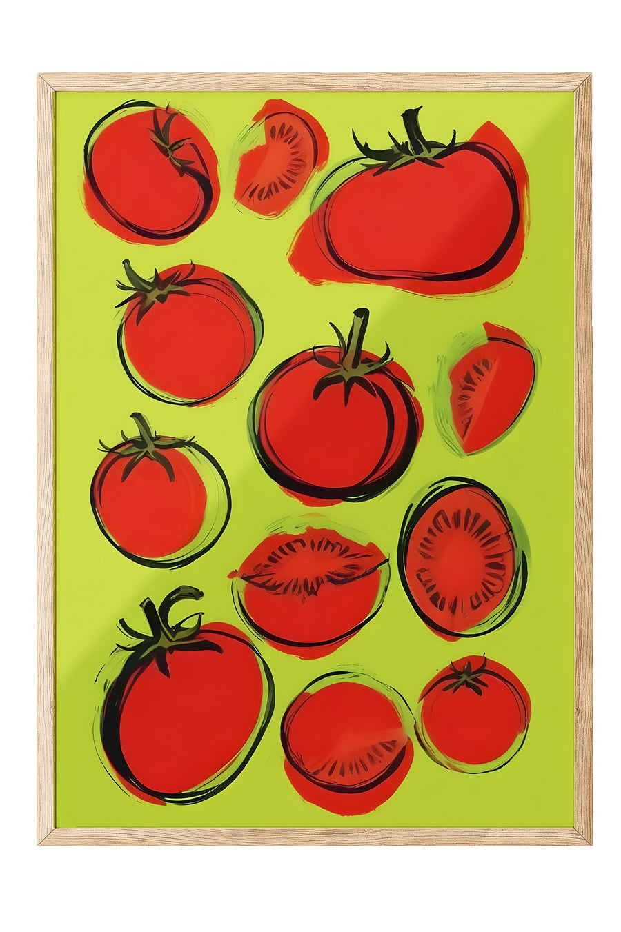 Domates Deseni Poster – Ahşap Çerçeveli Tablo