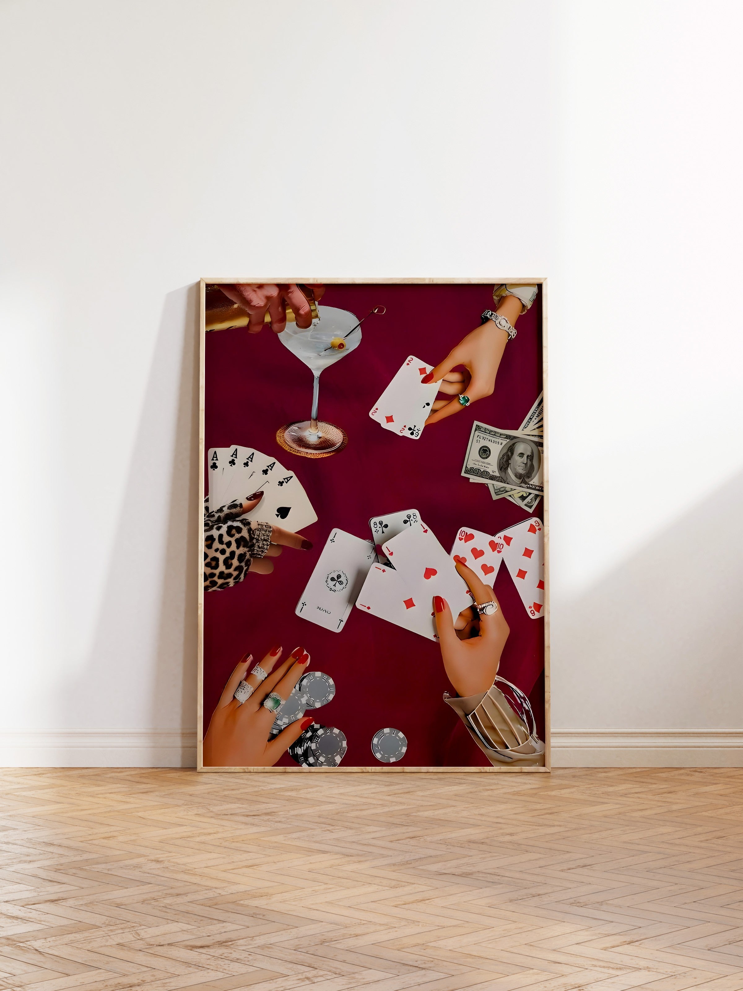 Ahşap Çerçeveli Tablo, Vintage Playing Cards, Comfort Serisi Poster ve Ahşap Tablo, NO:108950