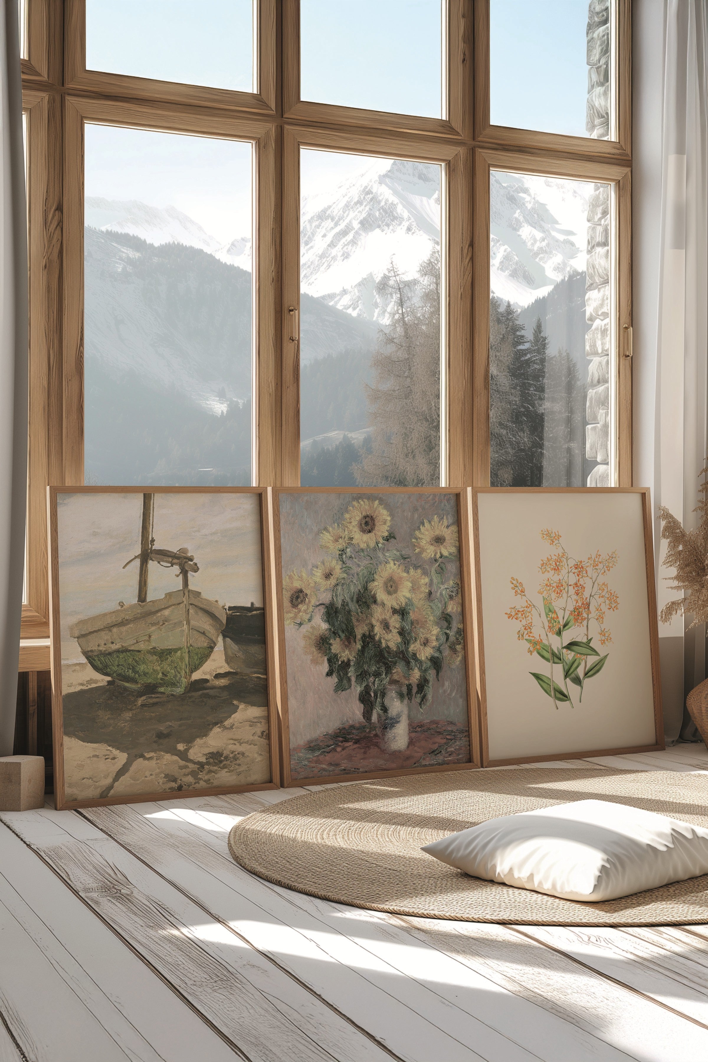 Ahşap Tablo Seti, 3 Adet Ahşap Çerçeveli Poster Art of Green Model No:300887, Yeşil Duvar Dekoru