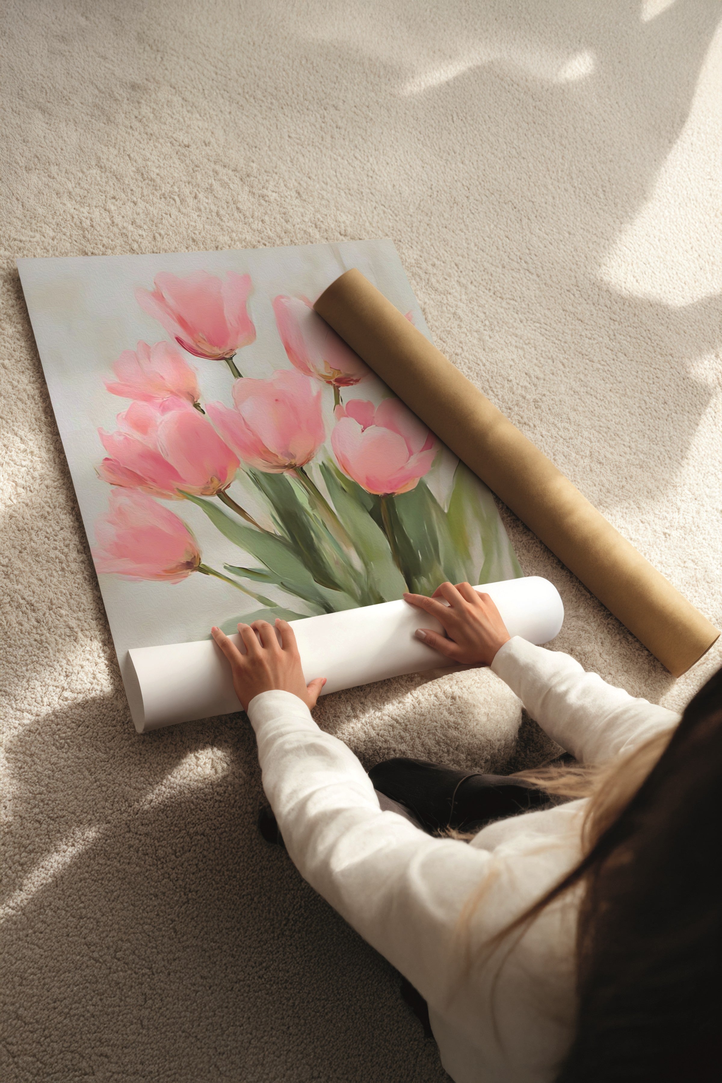 Ahşap Tablo Seti, 3 Adet Ahşap Çerçeveli Poster pinky flower Model No:300894, Pembe Duvar Dekoru