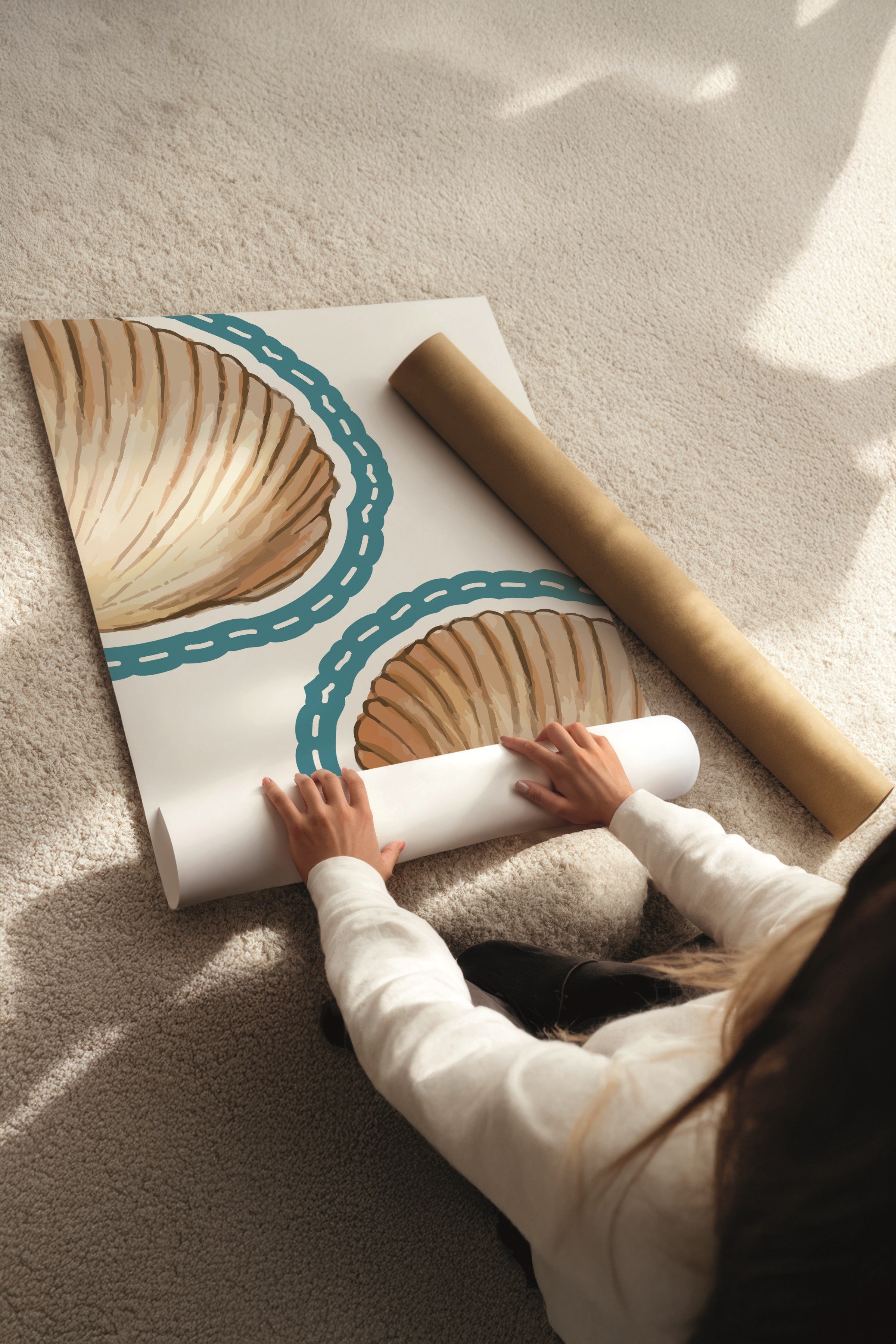 Ahşap Tablo Seti, 3 Adet Ahşap Çerçeveli Poster Sea Bottle Model No:300849, Mavi Duvar Dekor