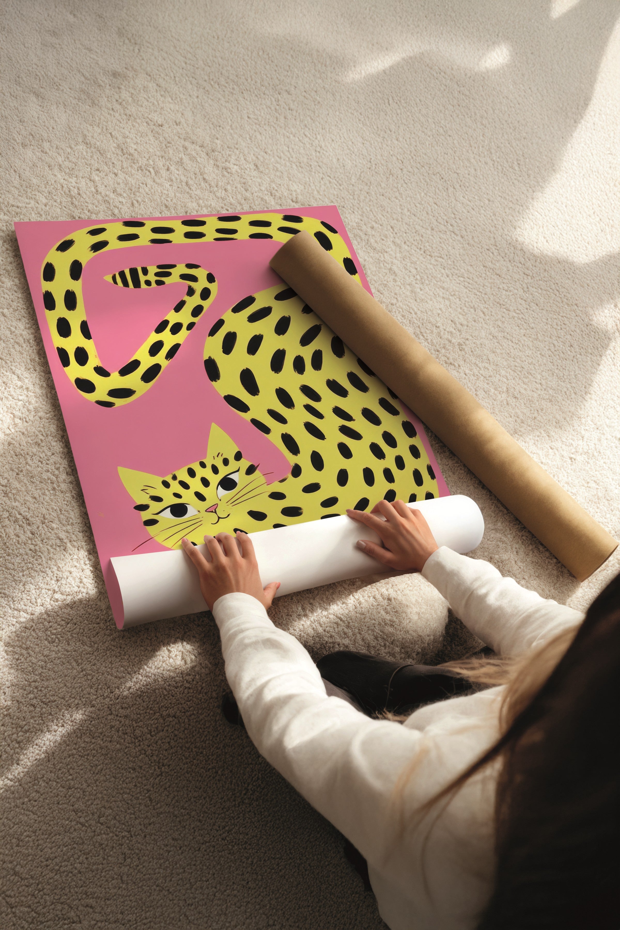 Ahşap Tablo Seti, 3 Adet Ahşap Çerçeveli Poster Strech Cats Model No:300806, Yeşil Duvar Dekoru