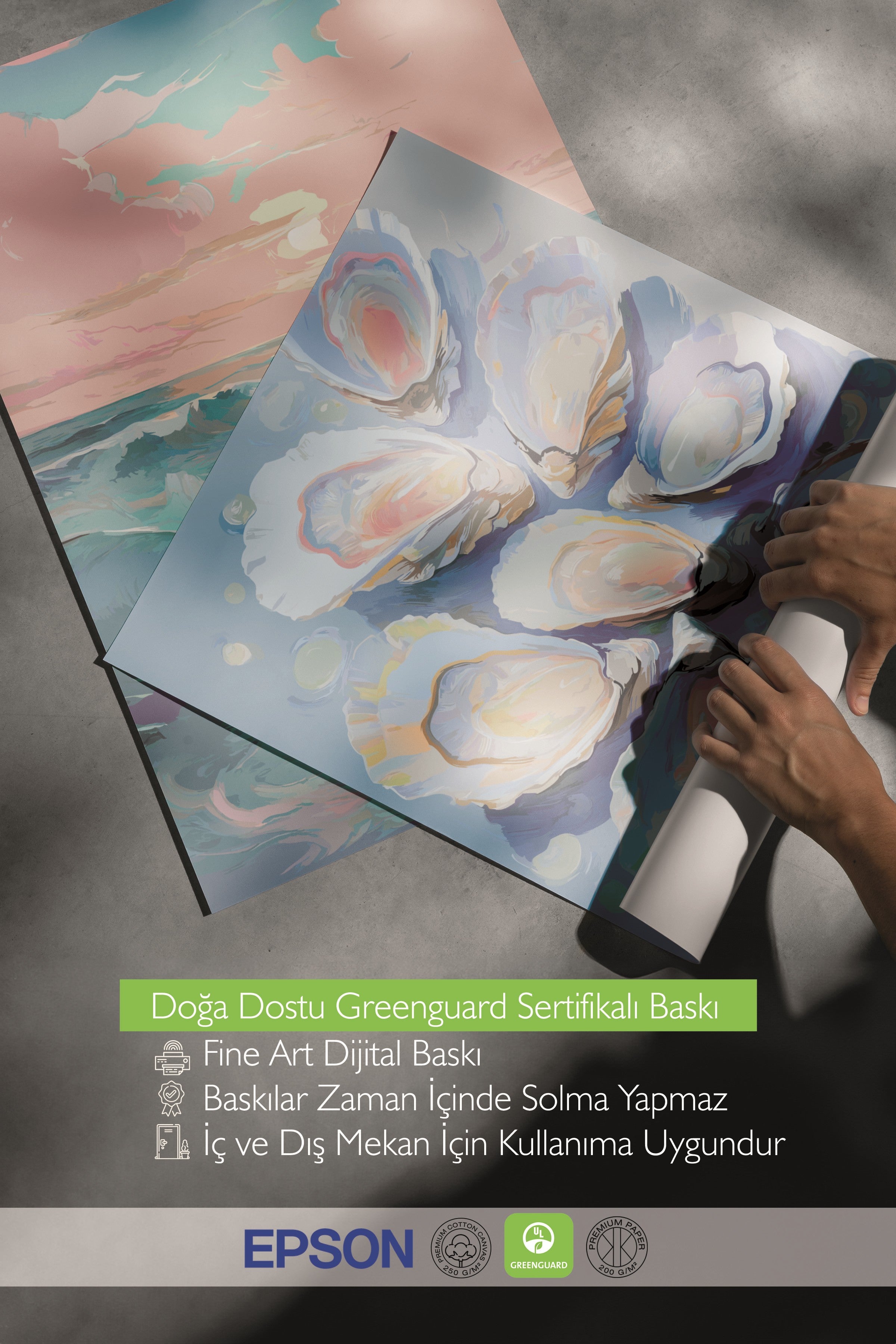 Ahşap Tablo Seti, 3 Adet Ahşap Çerçeveli Poster summer Model No:300823, Pembe ve Mavi Duvar Dekoru