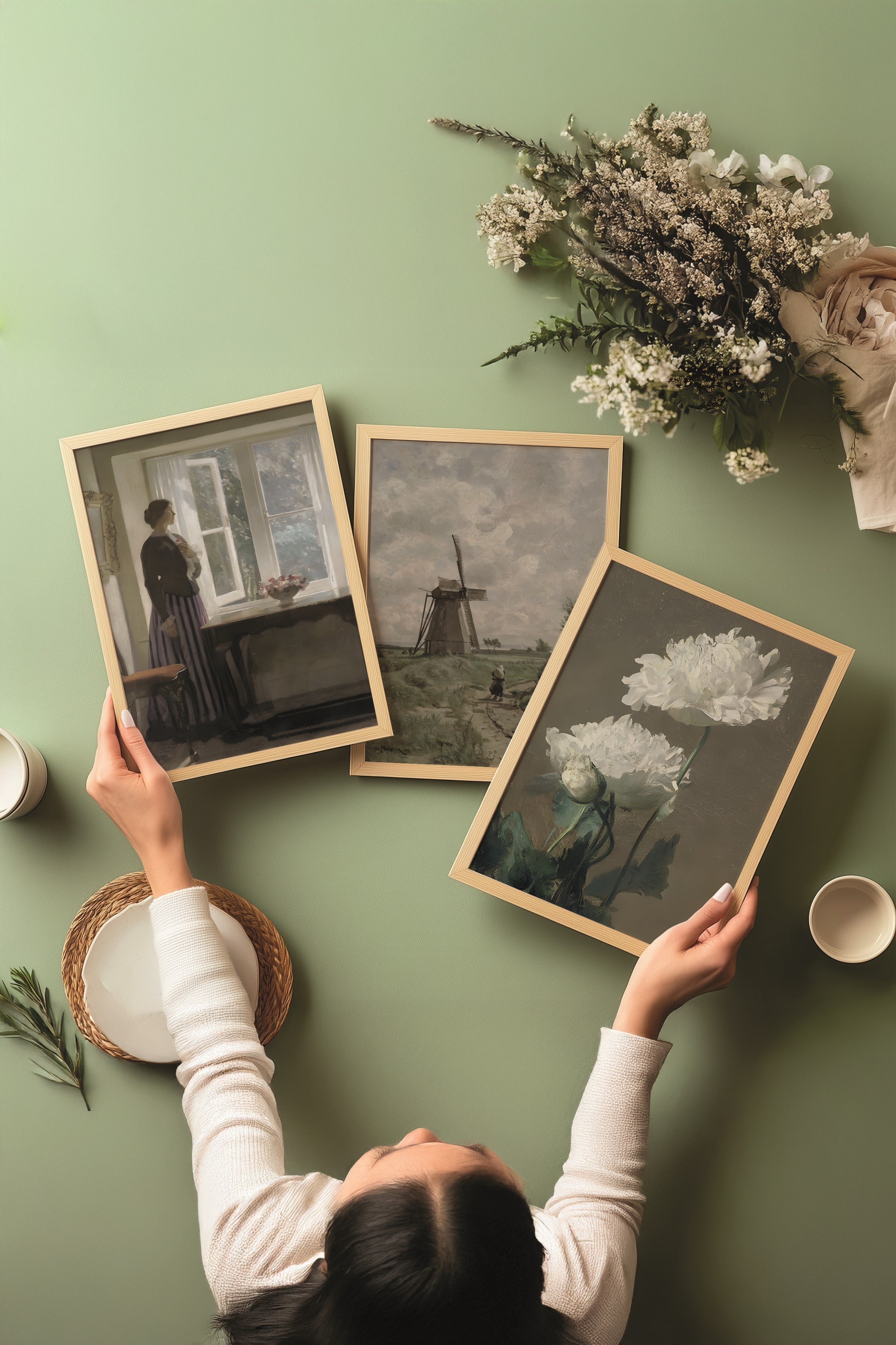 Ahşap Tablo Seti, 3 Adet Ahşap Çerçeveli Poster Waiting Model No:300872, Multicolor Duvar Dekoru