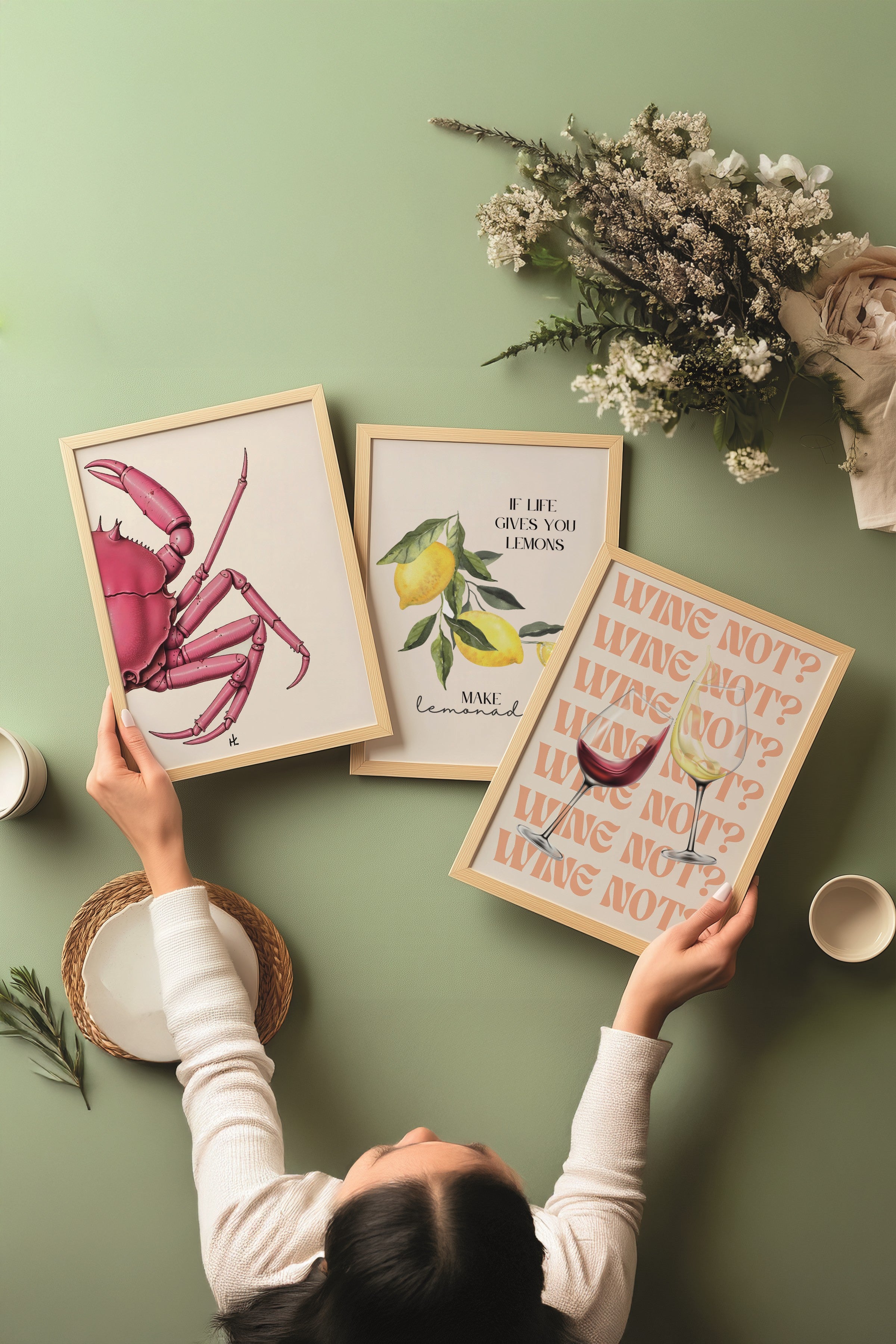 Ahşap Tablo Seti, 3 Adet Ahşap Çerçeveli Poster wine not? Model No:300855, Multicolor Duvar Dekoru