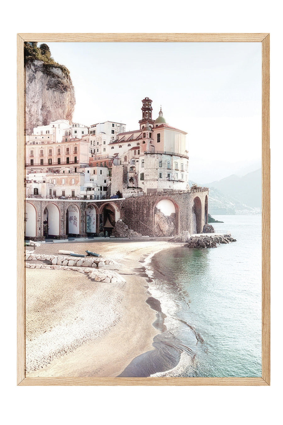 Deniz Kıyısında Yapılar Poster – Ahşap Çerçeveli Tablo