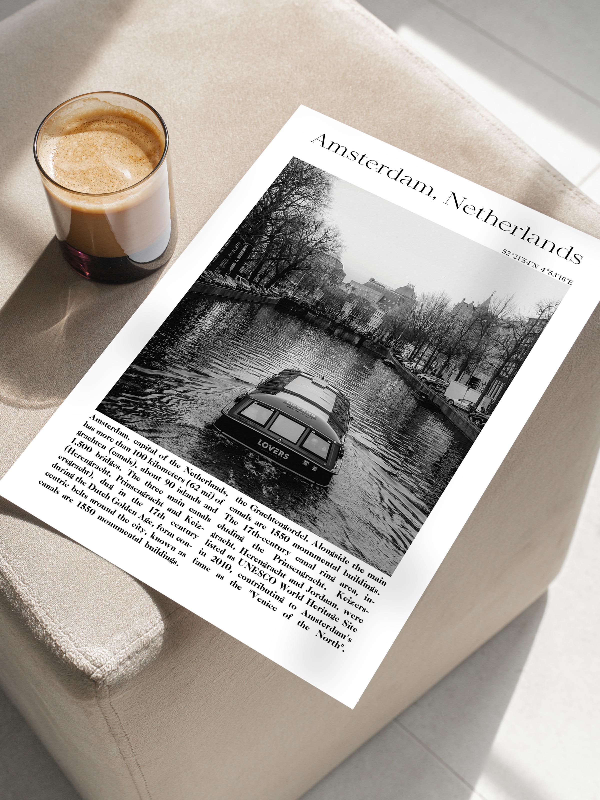 Amsterdam - Hollanda, Şehir Temalı Poster, Çerçevesiz Duvar Posteri, NO:30000