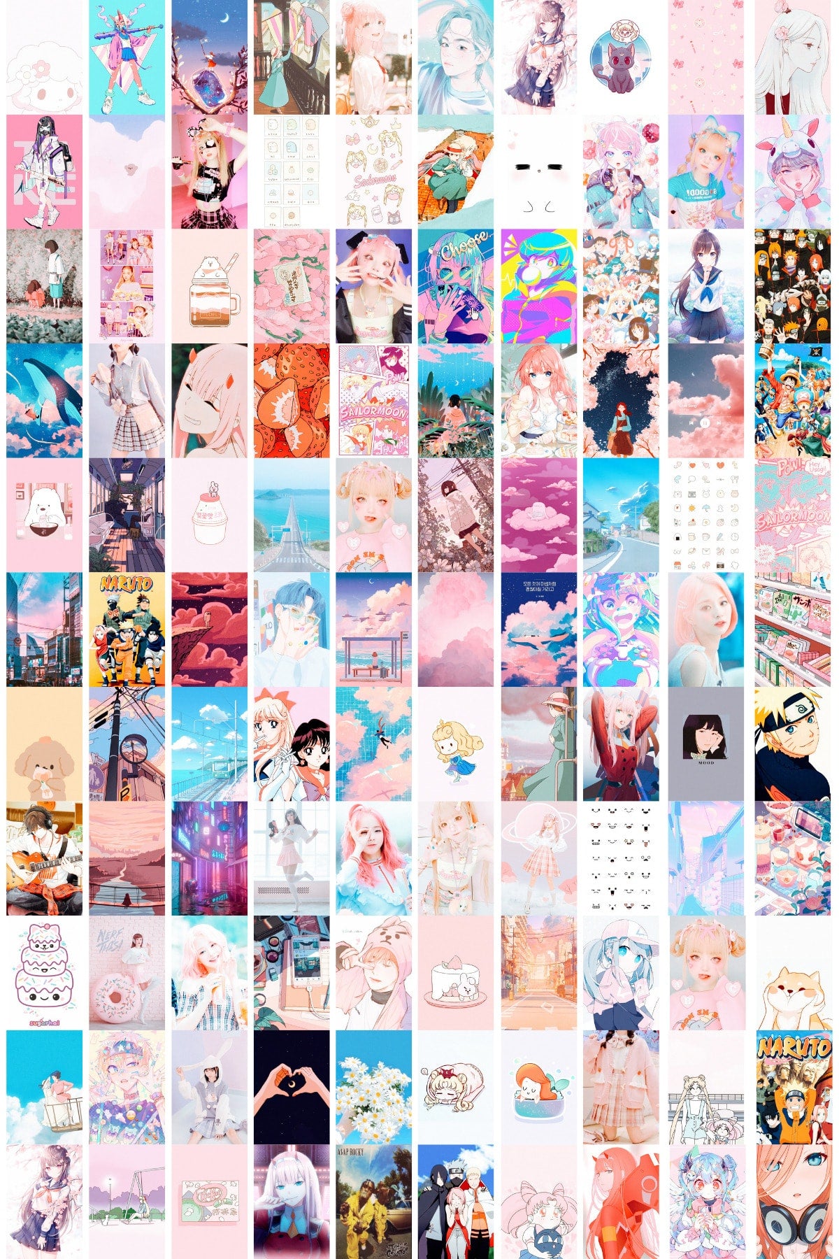 Anime Duvar Poster Seti - Arkası Yapışkanlı Kolaj Set - 110 Adet - Anime Poster Seti - 10cm*15cm