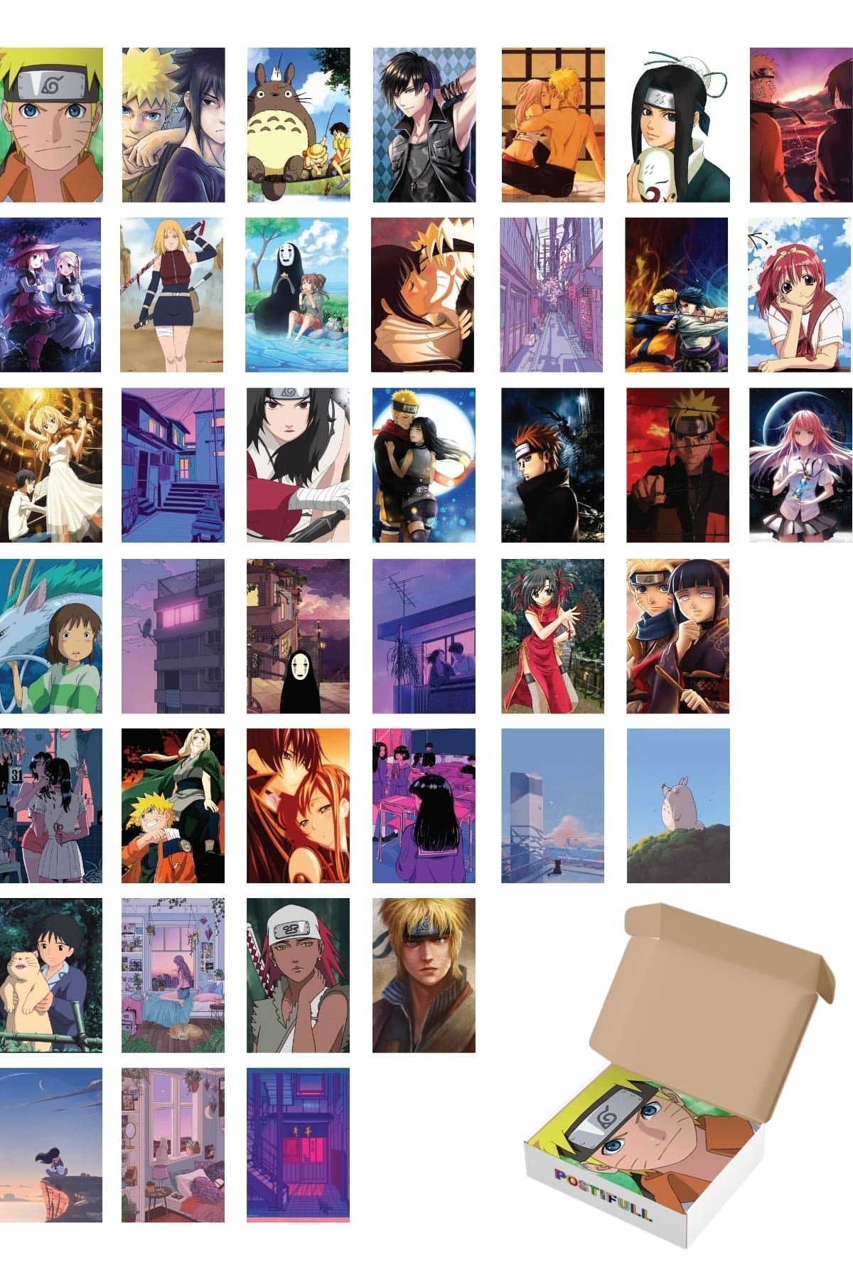 Anime Duvar Poster Seti - Arkası Yapışkanlı Manga Poster Kolaj Seti - 40 Adet - 10cm*15cm
