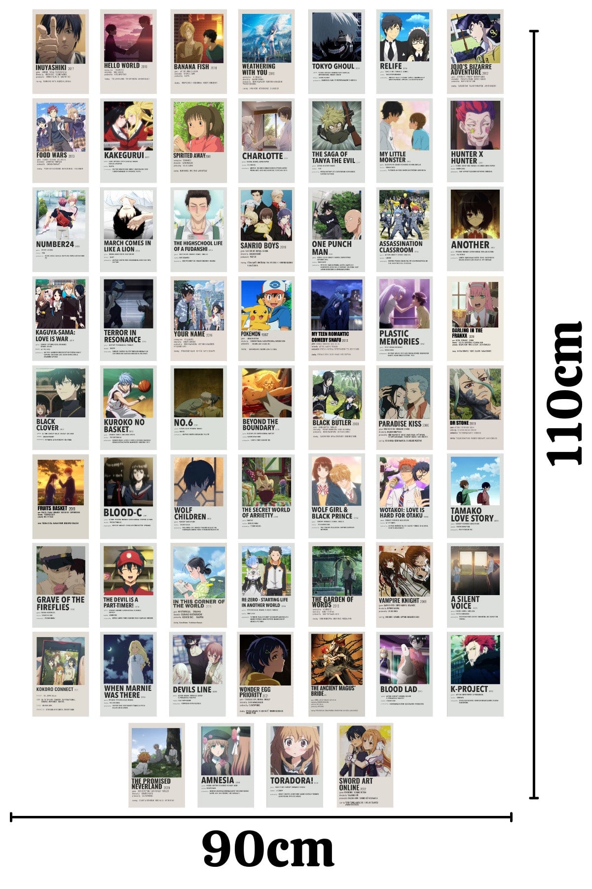 Anime Duvar Poster Seti - Arkası Yapışkanlı Poster Kolaj Seti - 60 Adet - 10cm*15cm - Kutulu Set