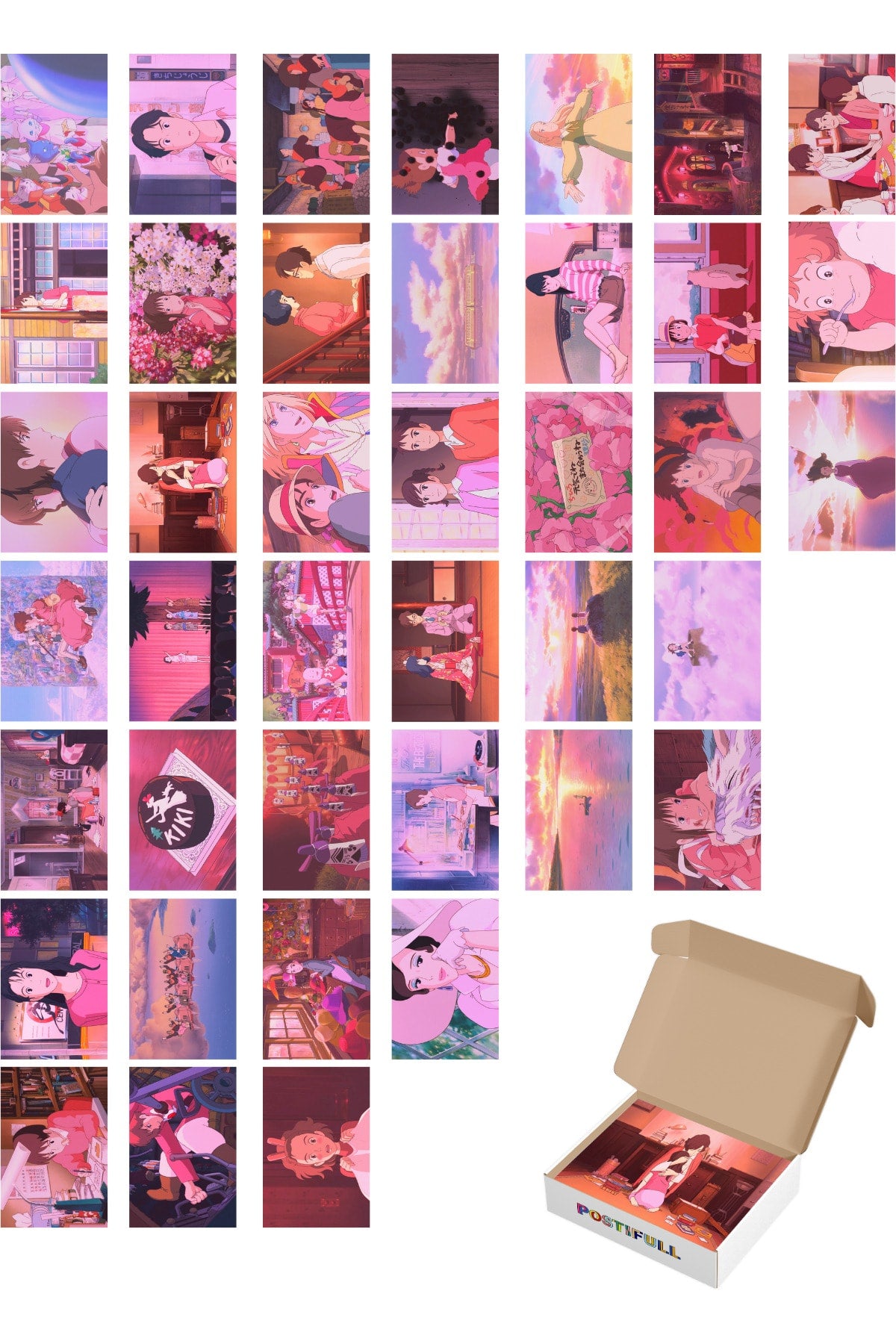 Anime Duvar Posteri Kolaj Seti - 40 Adet - Arkası Yapışkanlı Poster Seti - 10cm*15cm - Kutulu Set