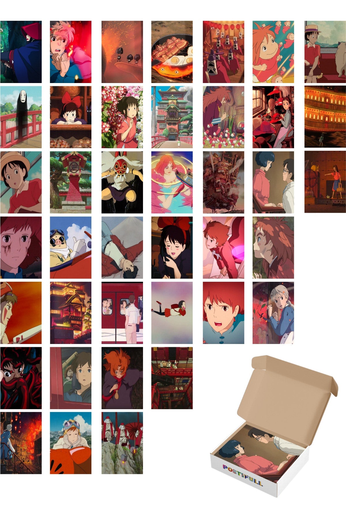 Anime Duvar Posteri Kolaj Seti - 40 Adet - Arkası Yapışkanlı Poster Seti - 10cm*15cm - Kutulu Set