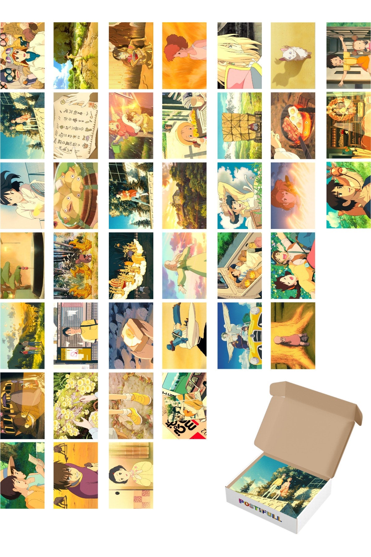 Anime Duvar Posteri Kolaj Seti - 40 Adet - Arkası Yapışkanlı Poster Seti - 10cm*15cm - Kutulu Set