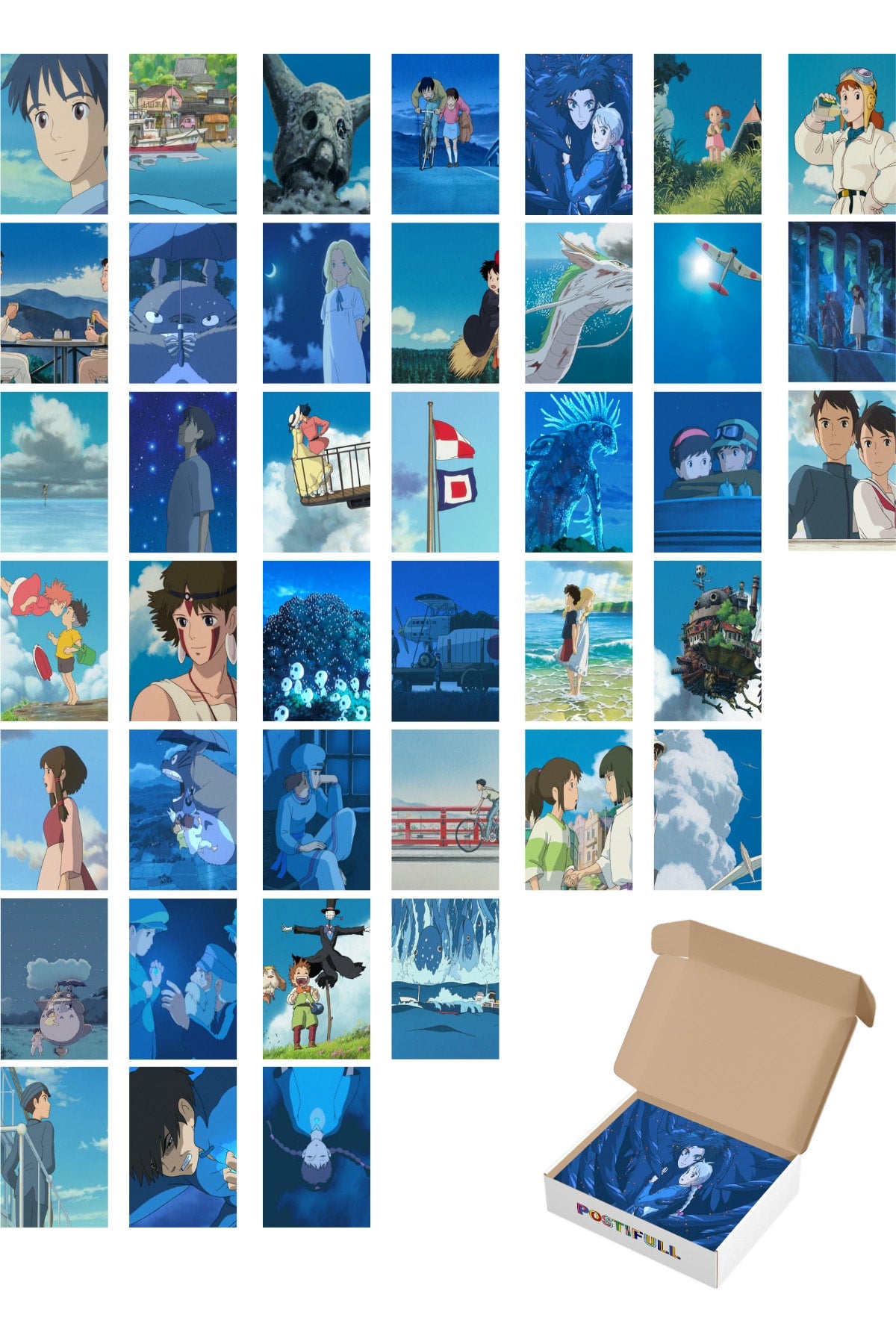 Anime Duvar Posteri Kolaj Seti - 40 Adet - Arkası Yapışkanlı Poster Seti - 10cm*15cm - Kutulu Set